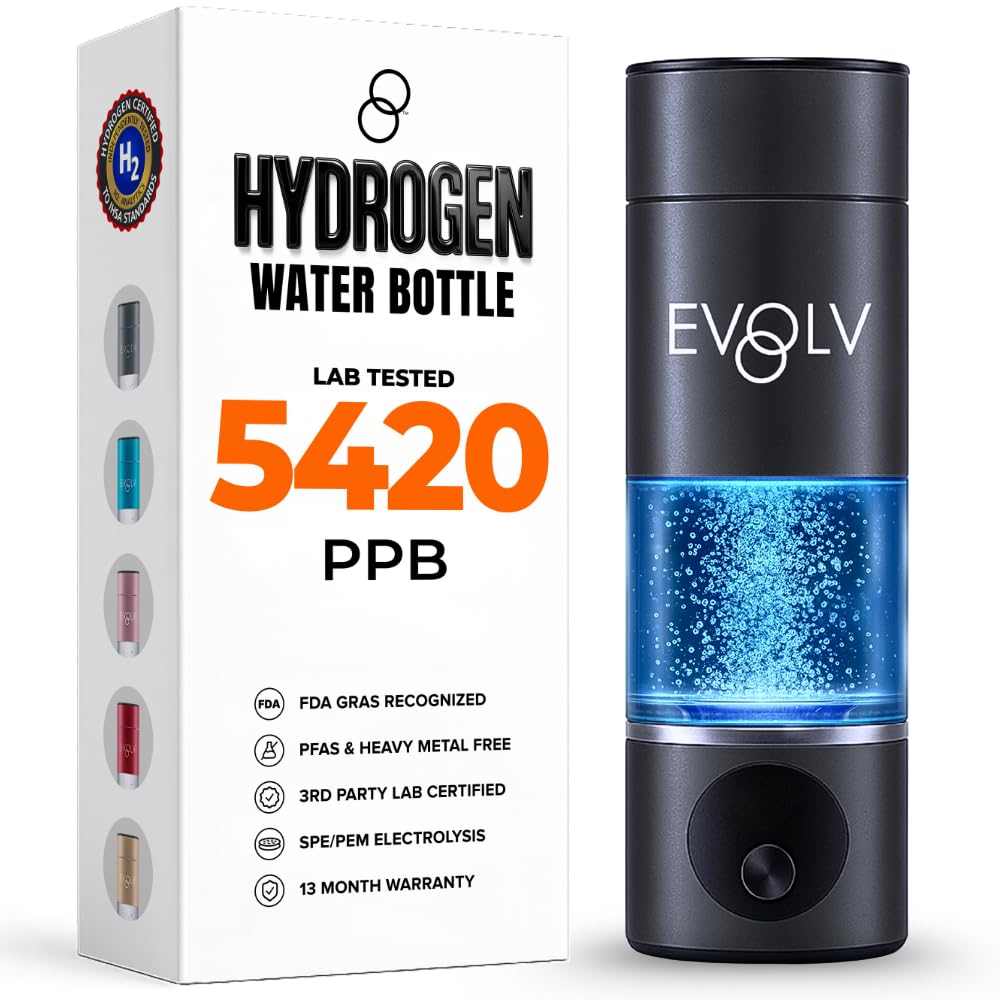 EVOLV Hydrogen Water Bottle Generator with 5.4PPM H2 Concentration