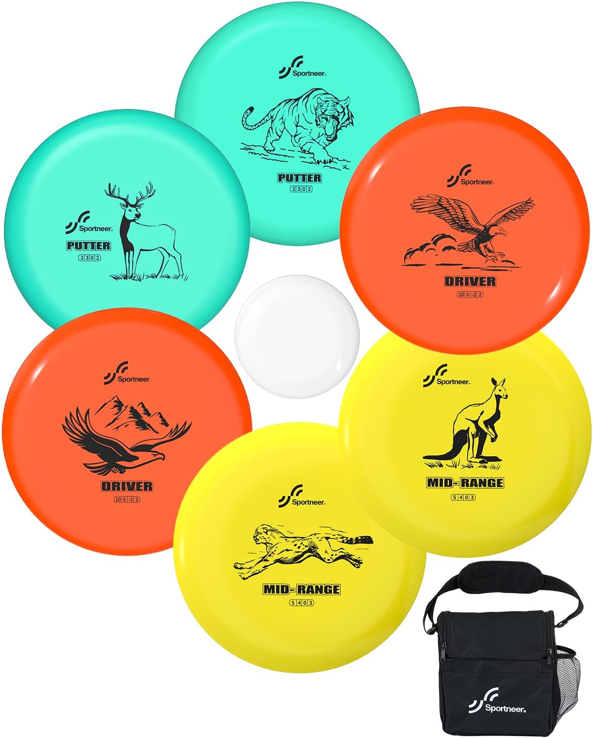 Sportneer Disc Golf Set - Beginner's 6-Pack for Outdoor Fun