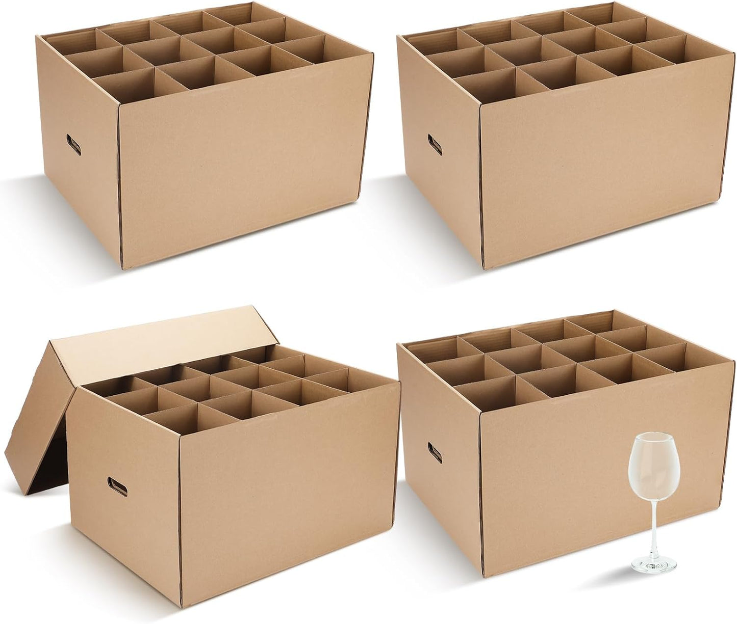 4 Pack Wine Glass Moving Boxes for Safe Kitchen Storage