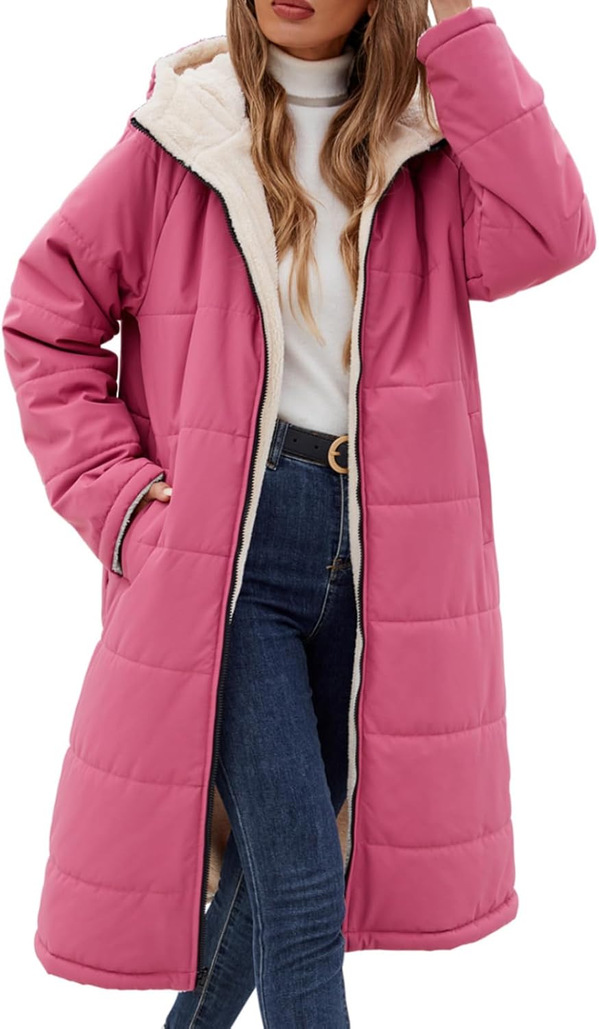 Yusongirl Womens Winter Long Coats Trendy Puffer Jacket