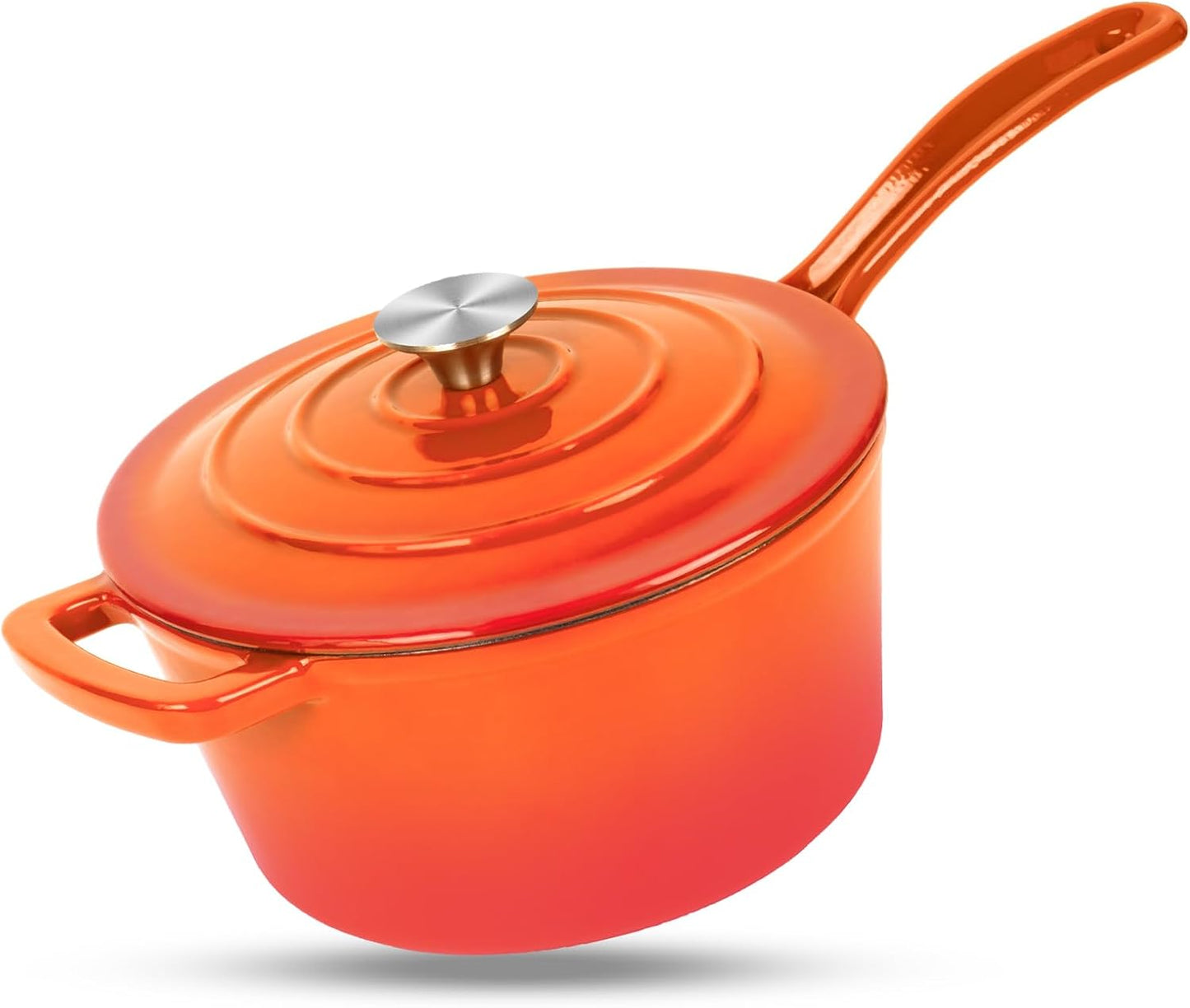 Enameled Cast Iron Sauce Pan for Cooking and Serving Meals