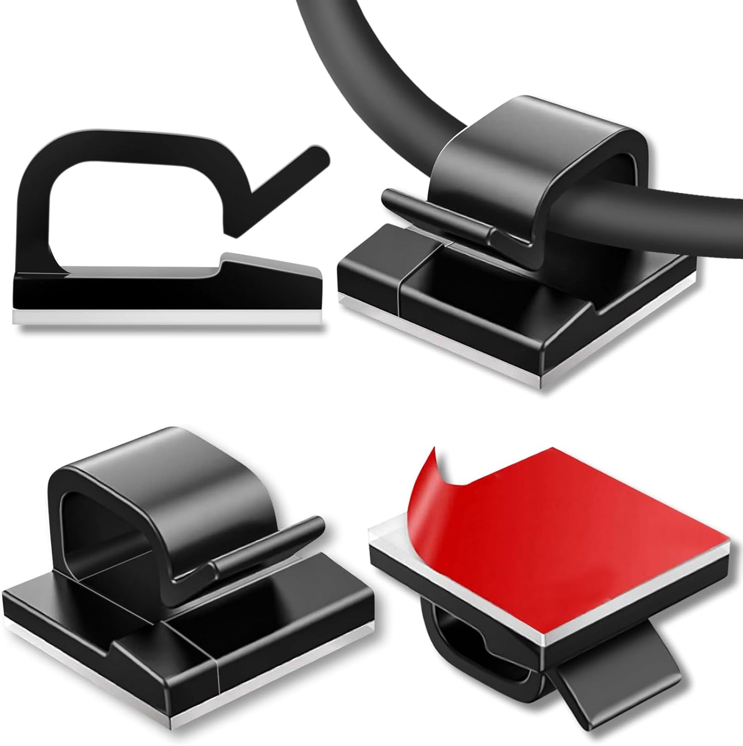 Strong Hold Cable Clips - 100 Pcs Black Organizer