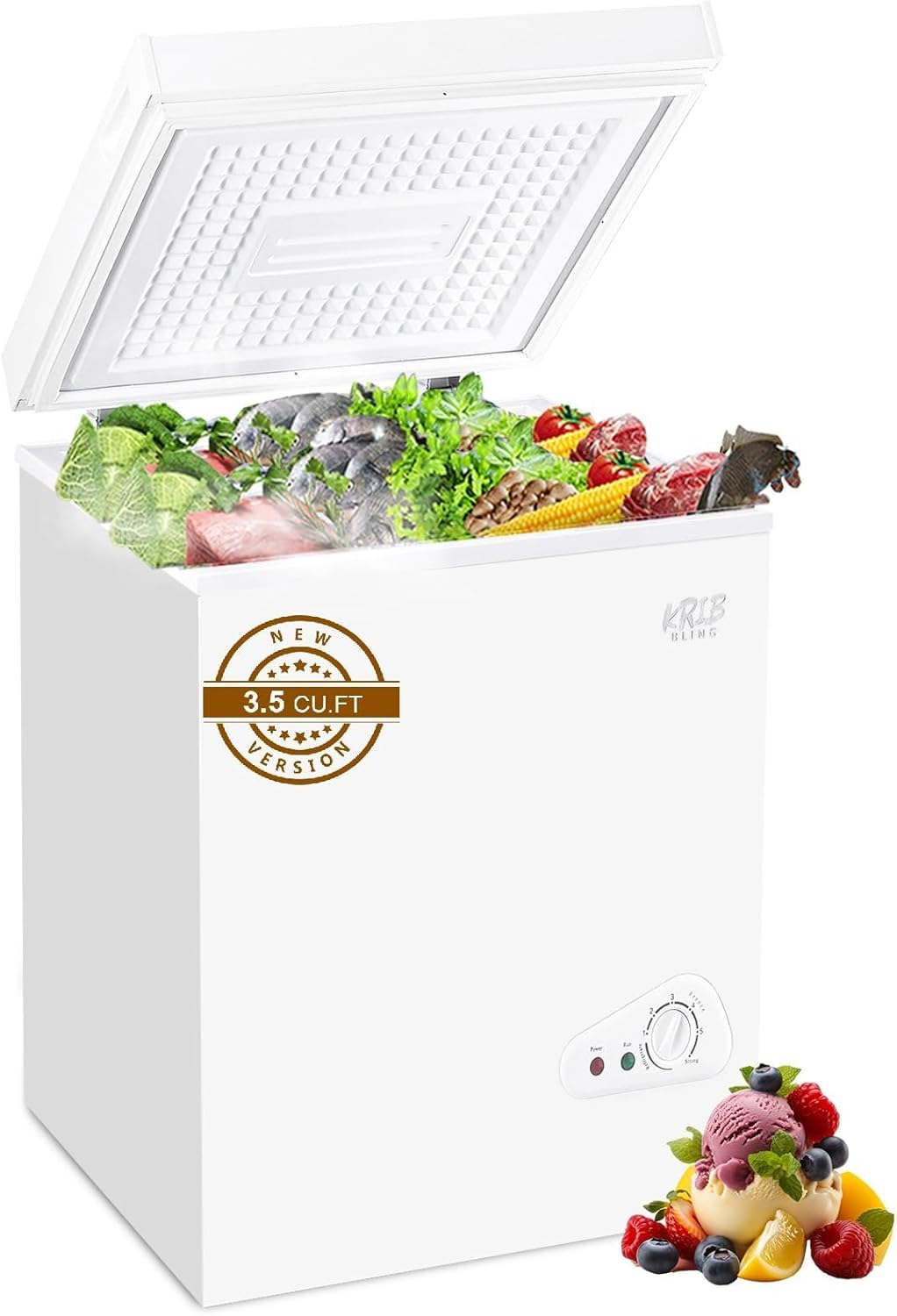 3.5 Cu.Ft Chest Freezer with 7 Temperature Modes for Freshness