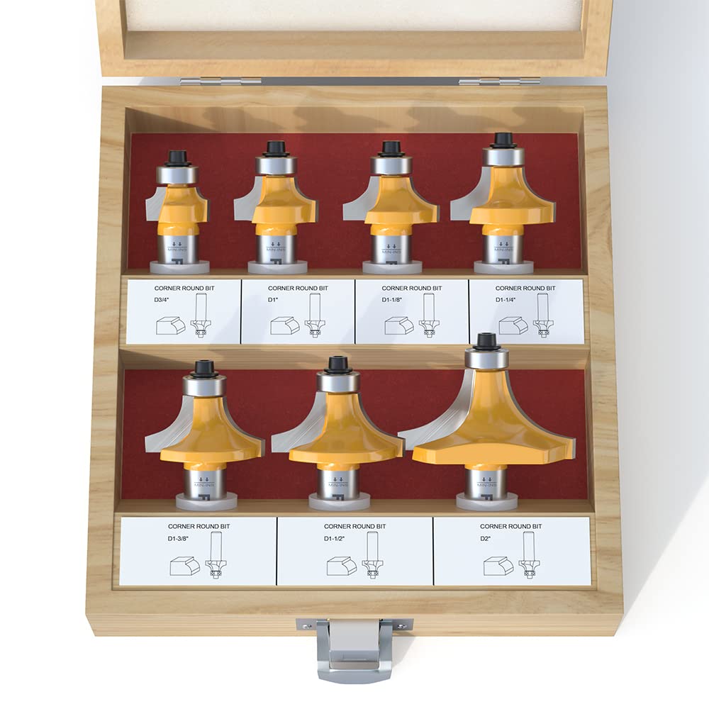 FivePears 7-Piece Roundover Router Bit Set for Precision Edging