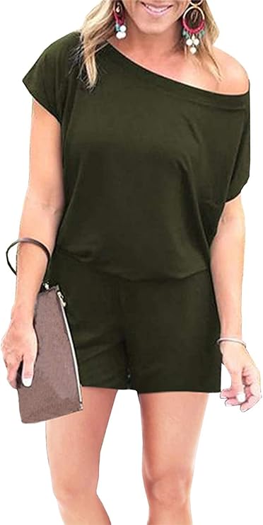PRETTYGARDEN Women's Summer Casual Off Shoulder Rompers with Pockets