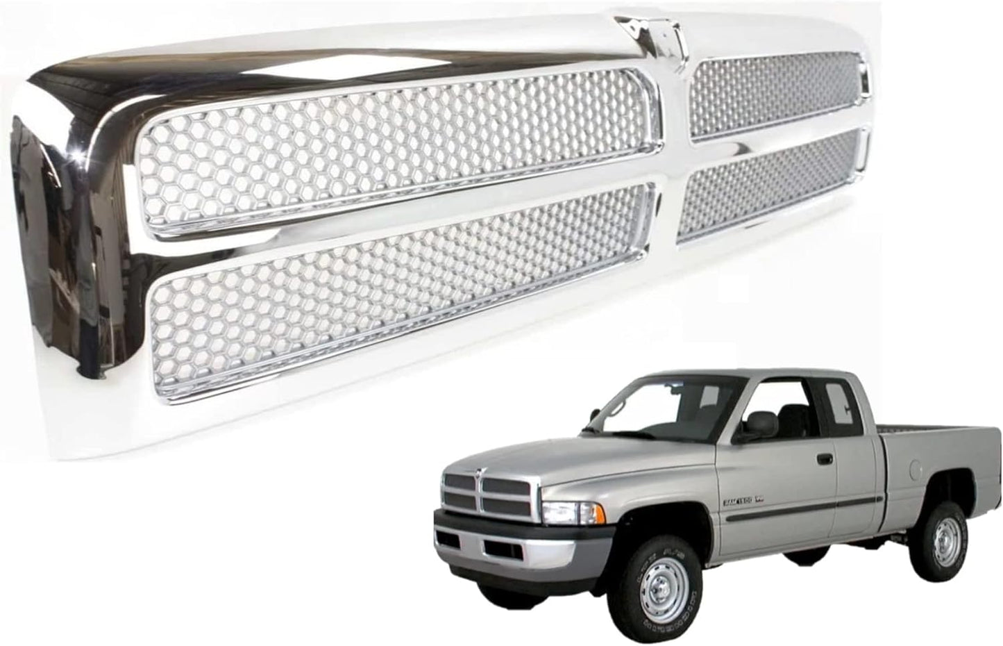 Front Grille Assembly for Dodge Ram 1500 1994-2002 with Chrome