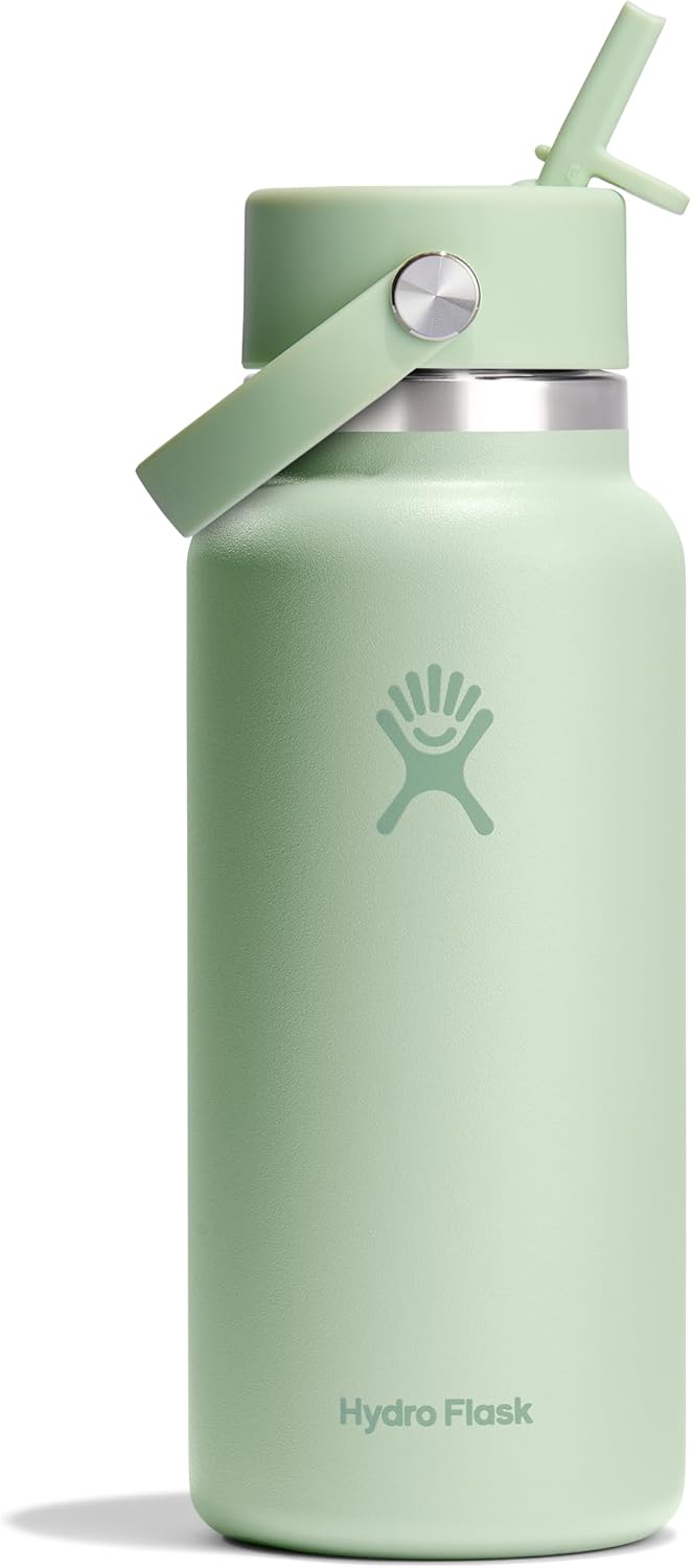 Hydro Flask Wide Mouth Water Bottle with Flex Straw Lid 32 Oz
