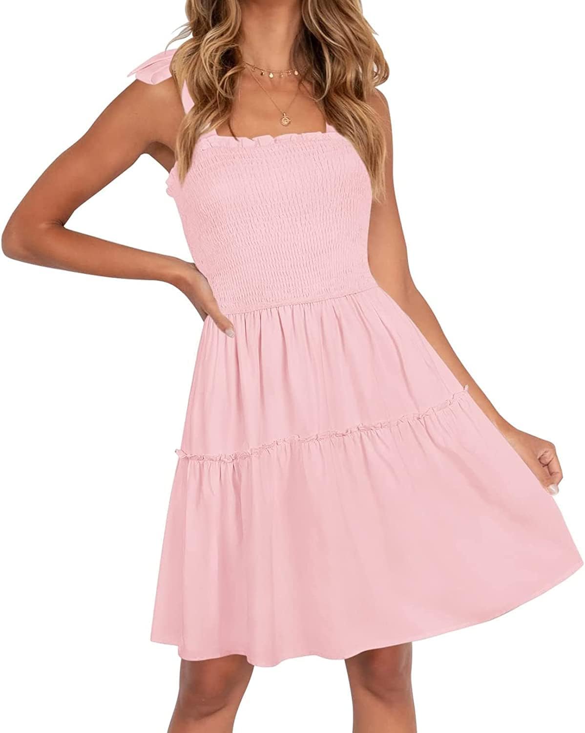 ZESICA Women's Summer Spaghetti Strap Mini Dress for Style