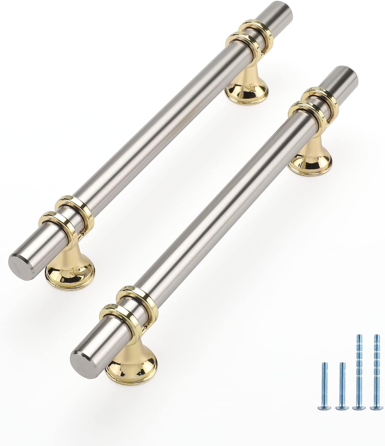 Rergy Cabinet Handles Drawer Pulls in Brushed Nickel and Gold