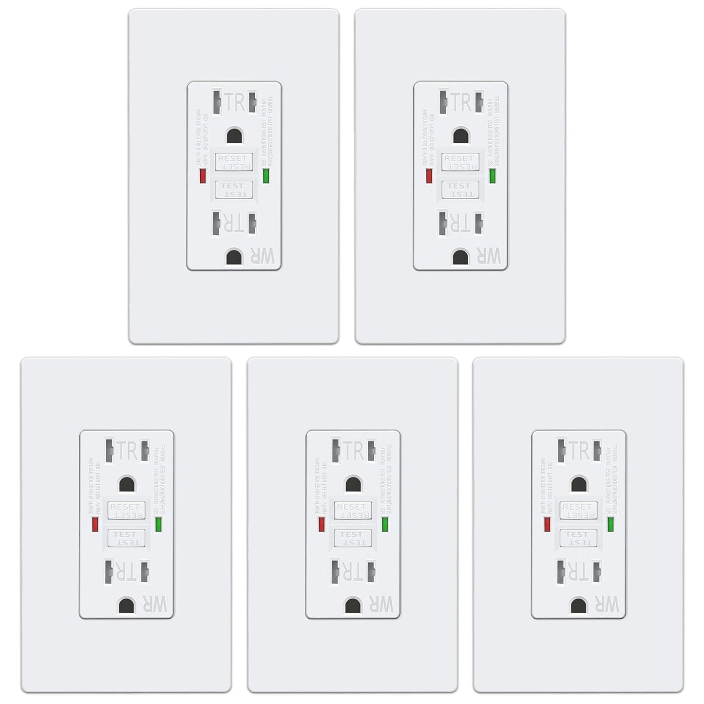 ELECTECK 5 Pack GFCI Outlets for Outdoor Weather Resistance