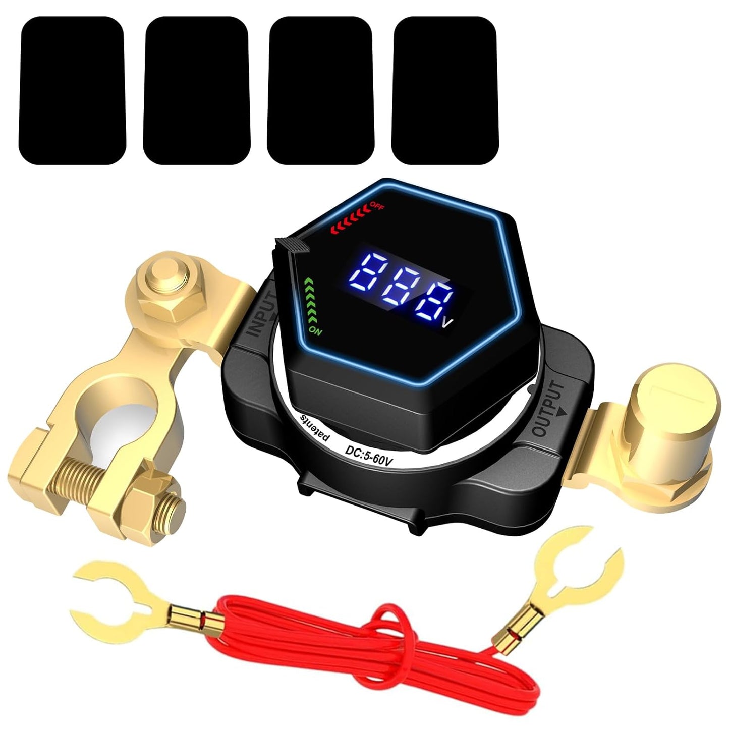 Top Post Battery Disconnect Switch with Voltmeter for Vehicles