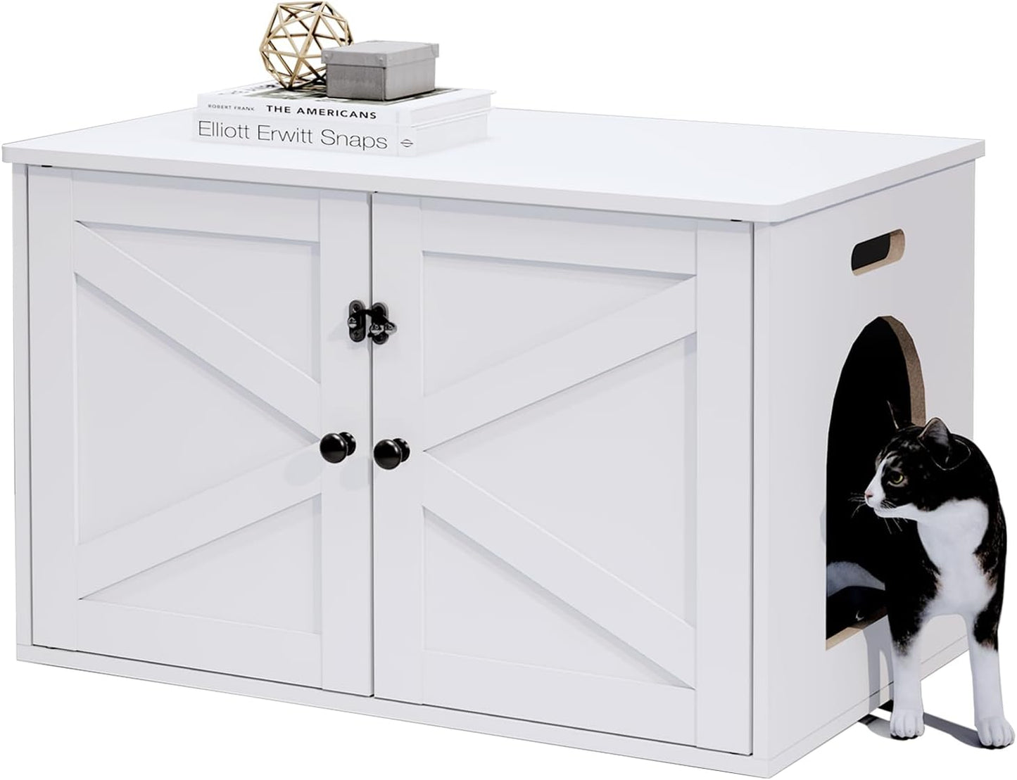 Cat Litter Box Enclosure with Removable Divider for Privacy