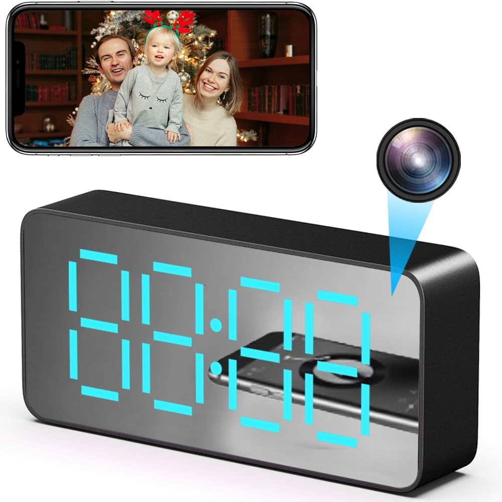 WiFi Clock Hidden Camera with Night Vision for Indoor Security
