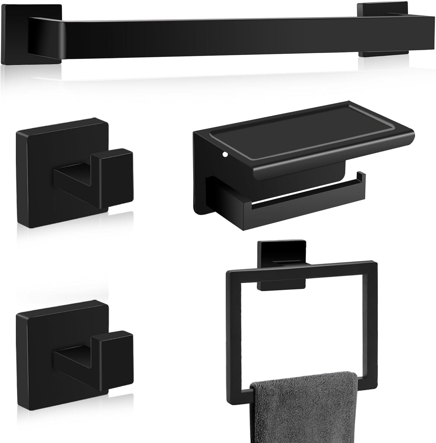 Matte Black Bathroom Hardware Accessories Set of 5 for Style