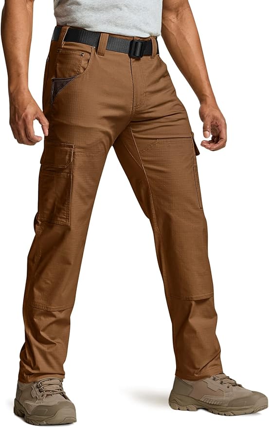 CQR Men's Flex Ripstop Work Pants for Tactical Outdoor Use