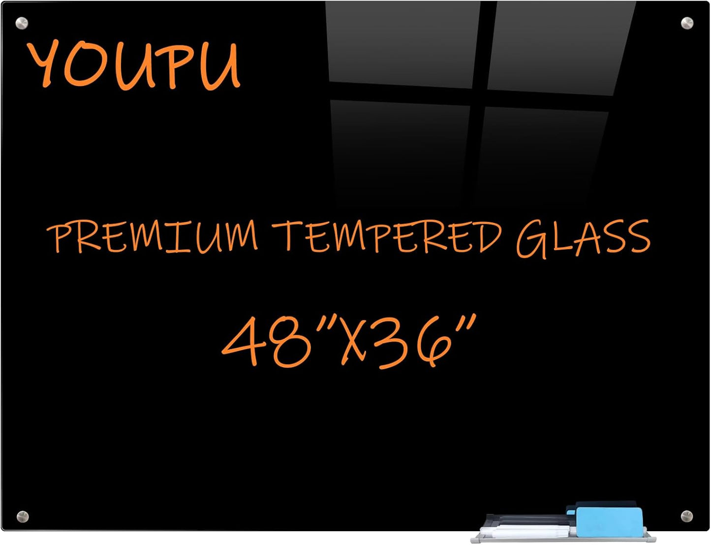 Magnetic Glass Writeboard 48x36 Premium Tempered Dry Erase Board