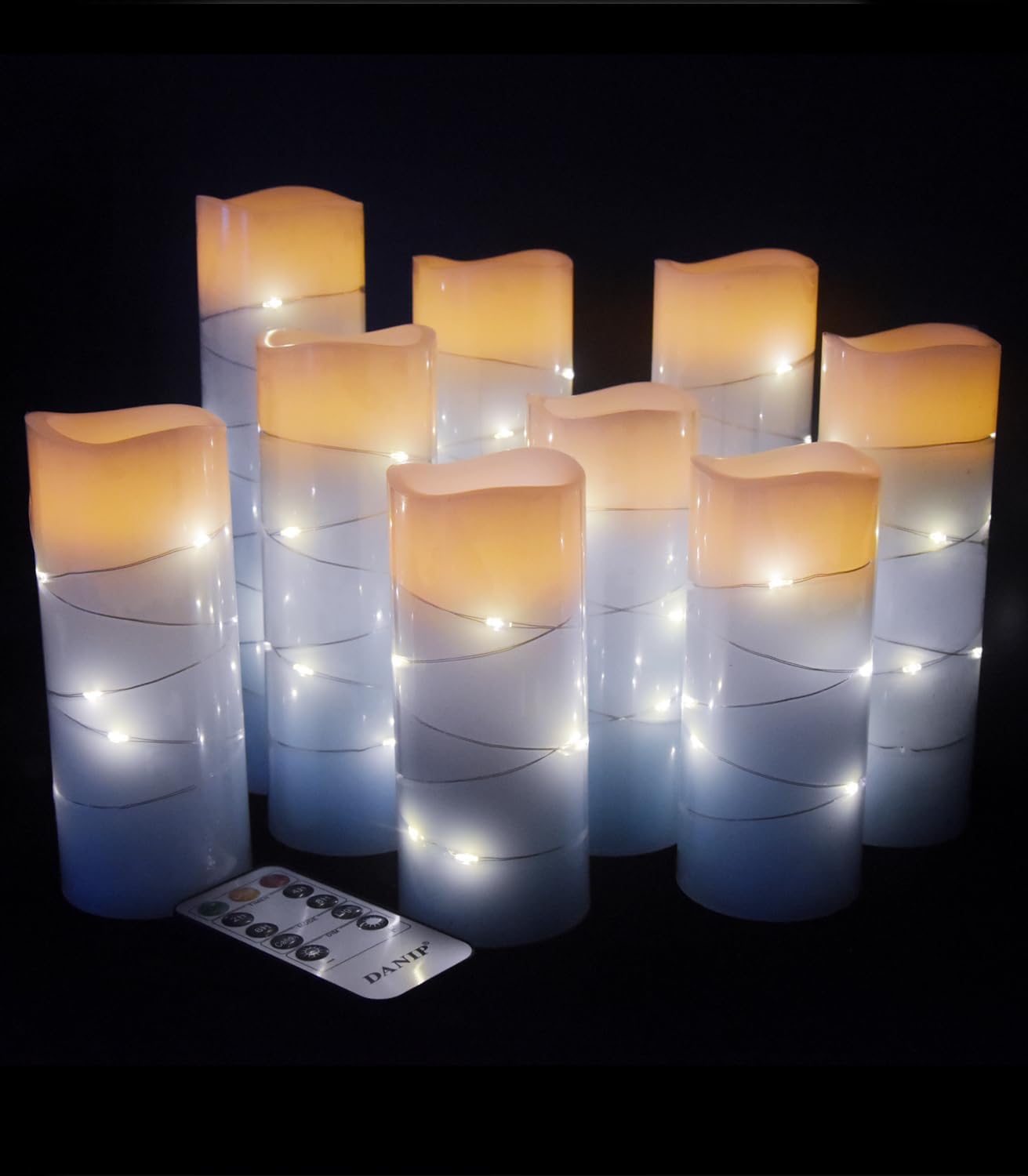 Sky Blue Flameless Candle Set with Star Clusters and Remote Control