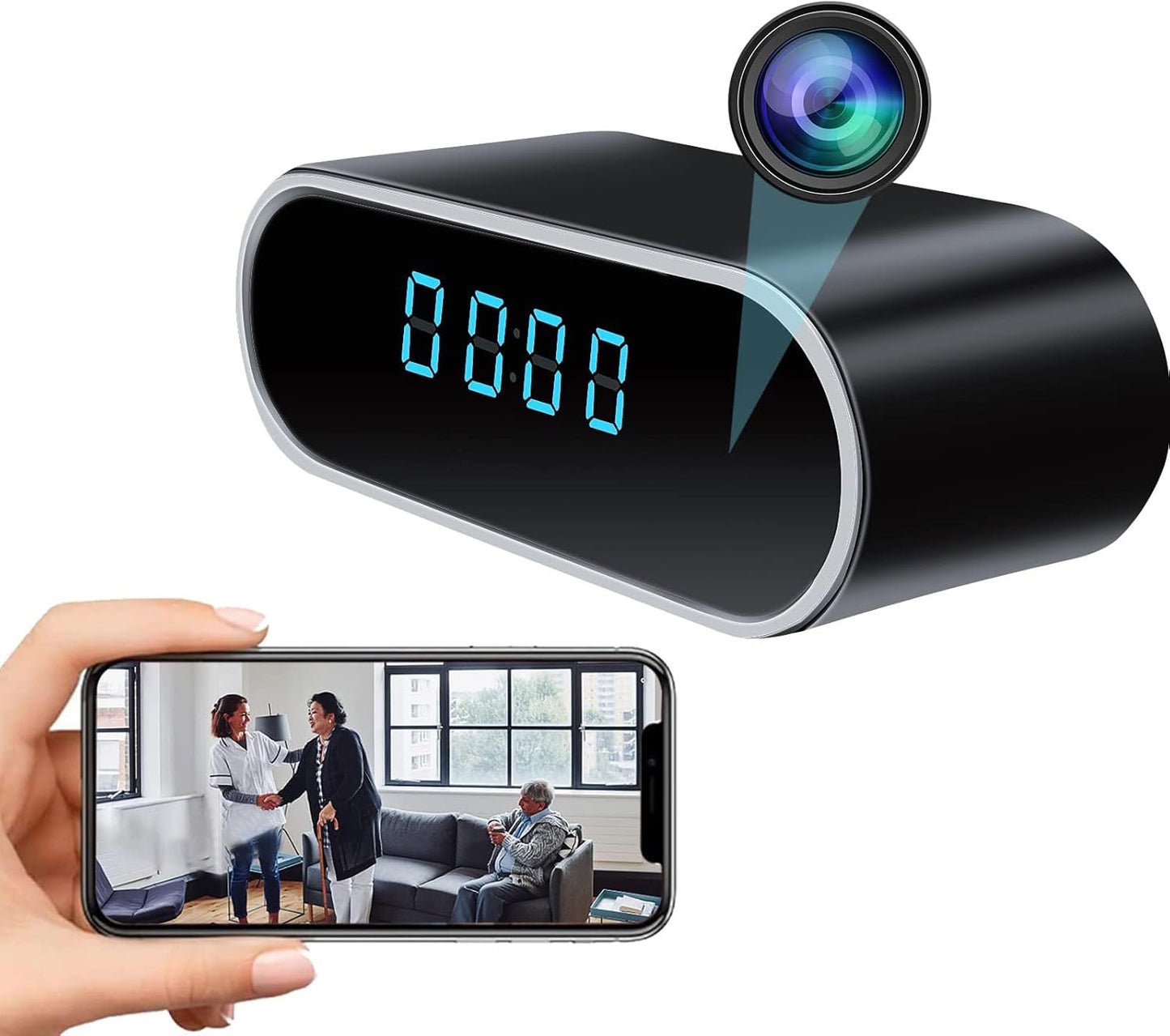 1080P WiFi Spy Clock: Night Vision Security