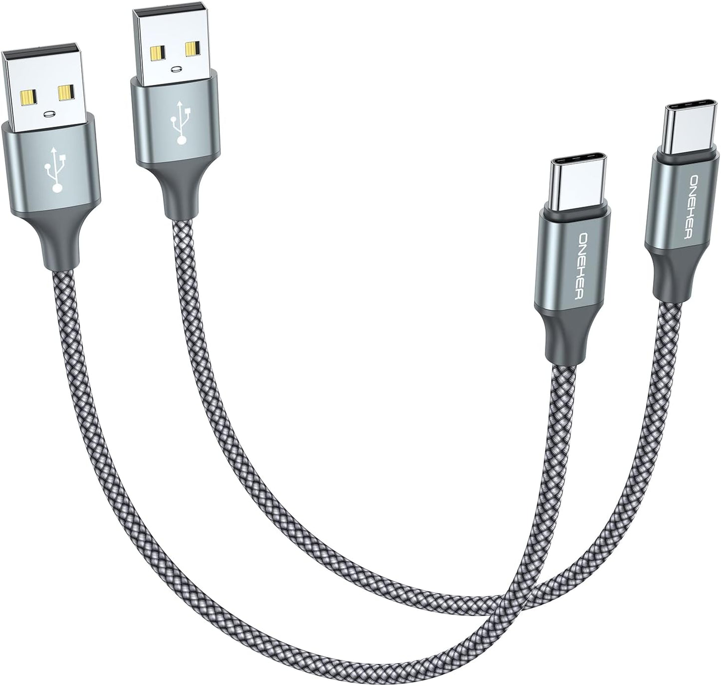 Fast Charging 2-Pack USB-C Cable 1ft - iPhone & Samsung Compatible