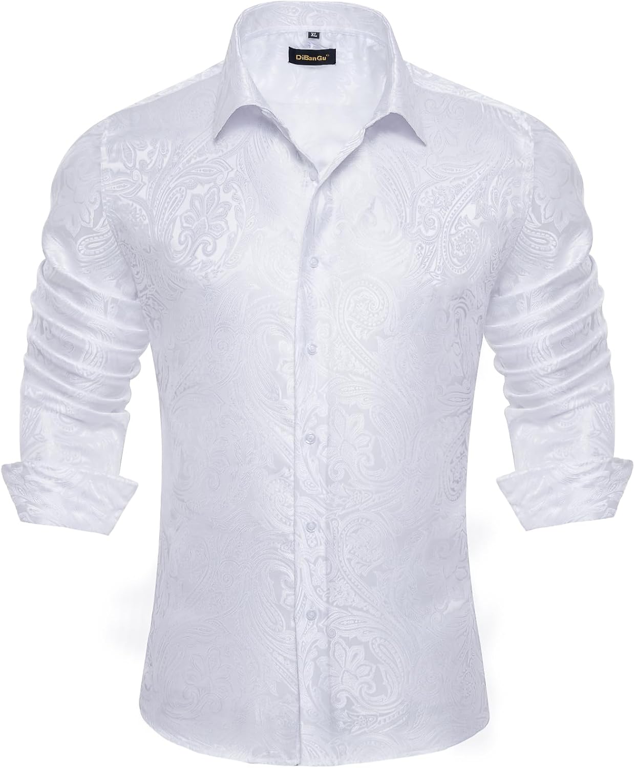 DiBanGu Silk Paisley Dress Shirts for Men - Elegant Button Down