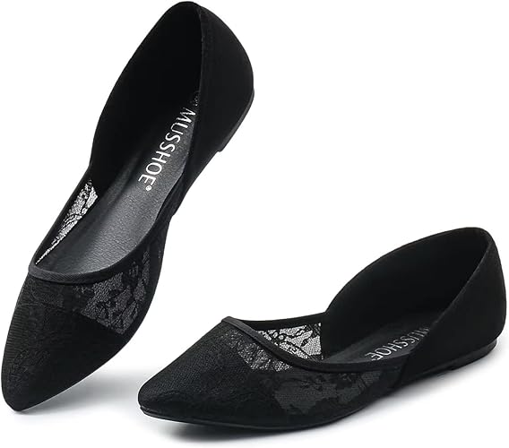 MUSSHOE Flats Shoes Women Pointed Toe Elegant Flats for Women