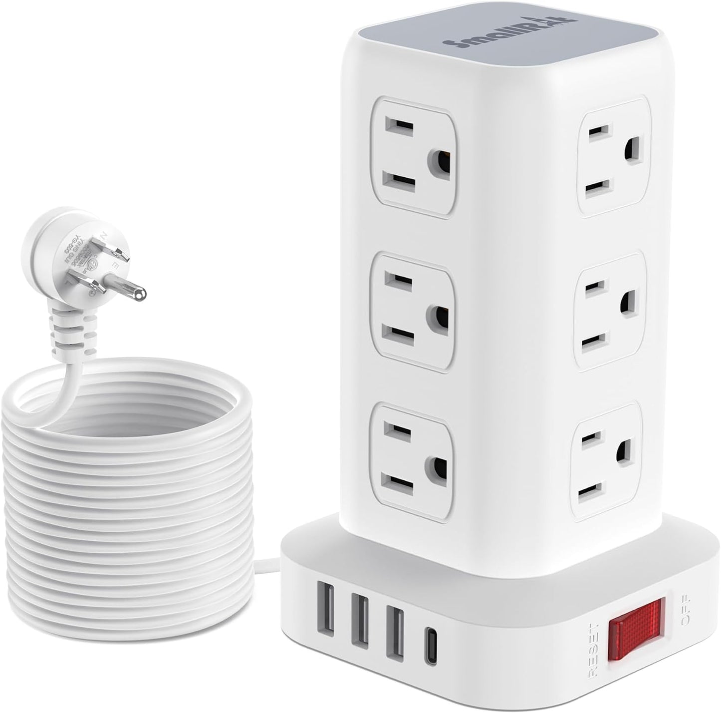 SMALLRT Surge Protector Power Strip - 16.5FT Extension Cord with 12 Outlets & 4 USB Ports