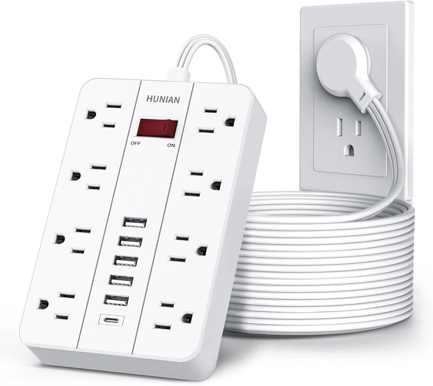 Extension Cord Power Strip Surge Protector 15 Ft with USB Ports