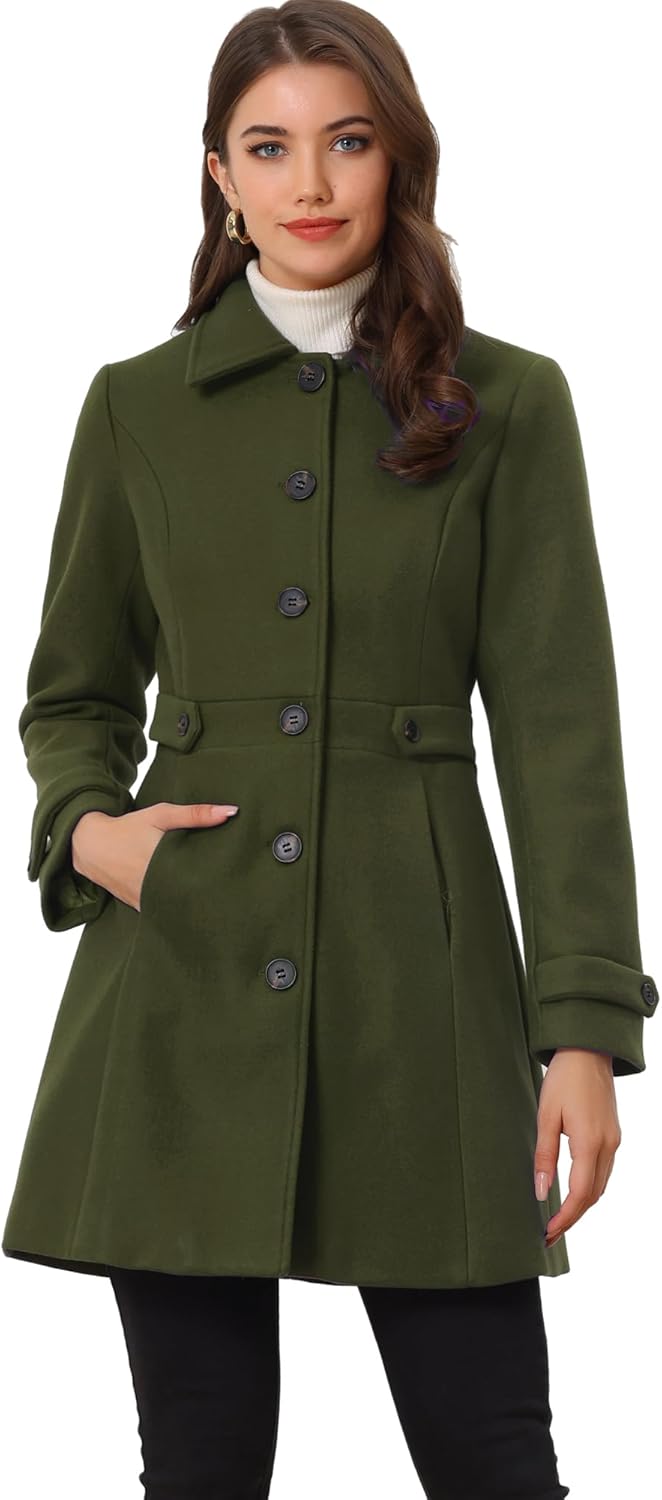 Allegra K Women's Winter Classic Outwear Overcoat with Pockets