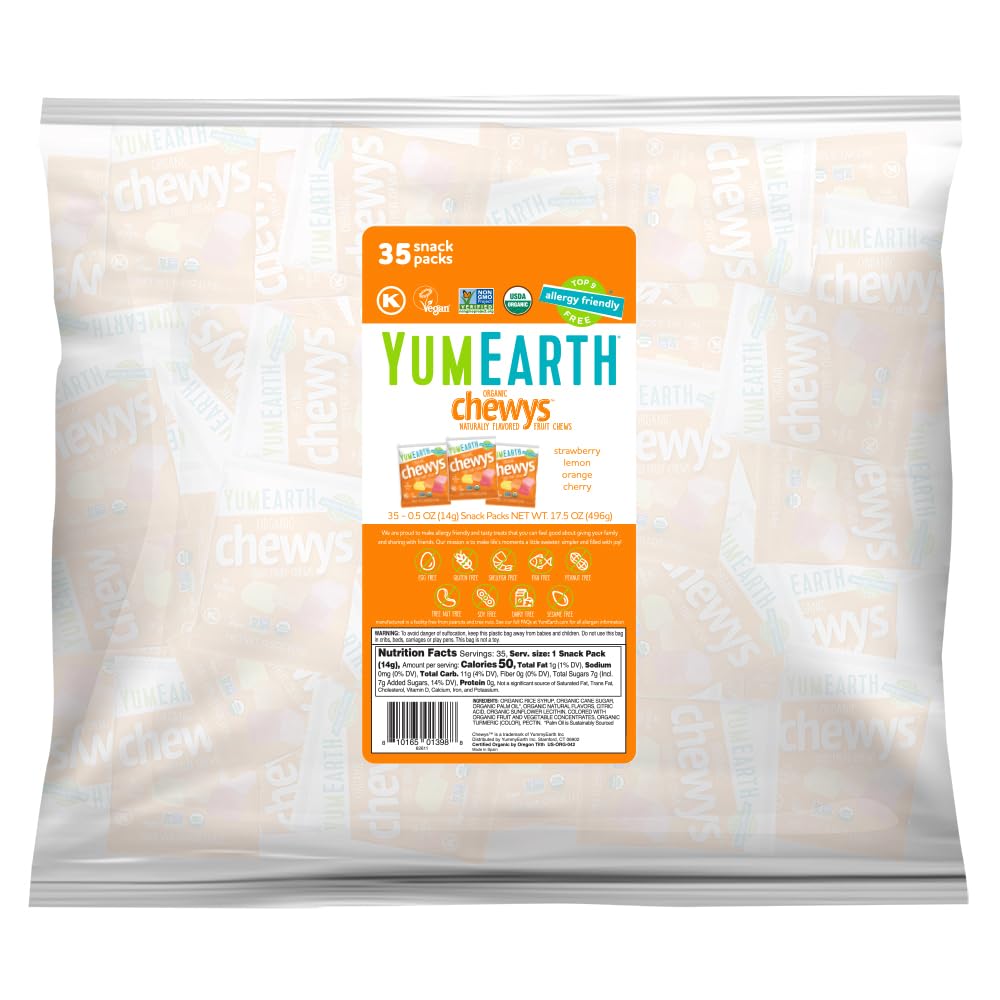 YumEarth Organic Chewys Fruit Flavored Candy Chews - Allergy Friendly