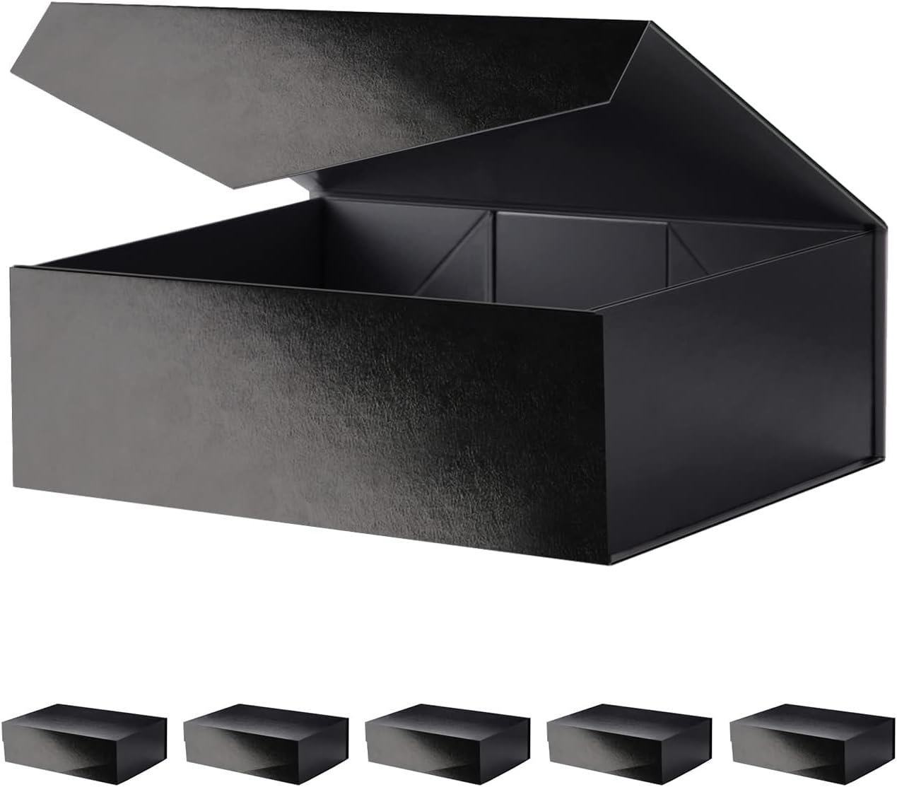 Large Black Collapsible Gift Boxes with Magnetic Closure Lids