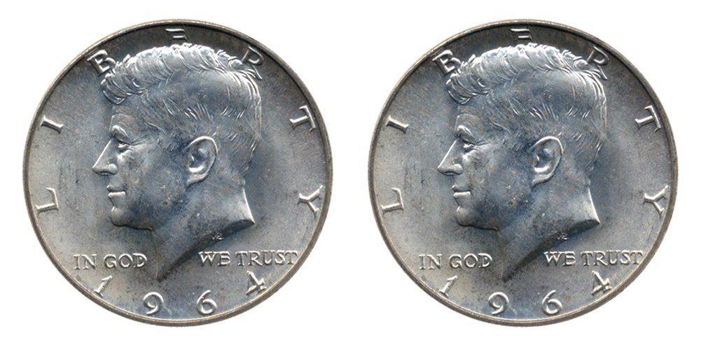 1964 No Mint Mark Set of 2-90% Silver JFK Half Dollars