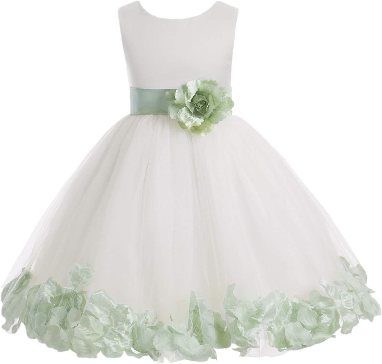 Ivory Tulle Rose Floral Petals Toddler Flower Girl Dress