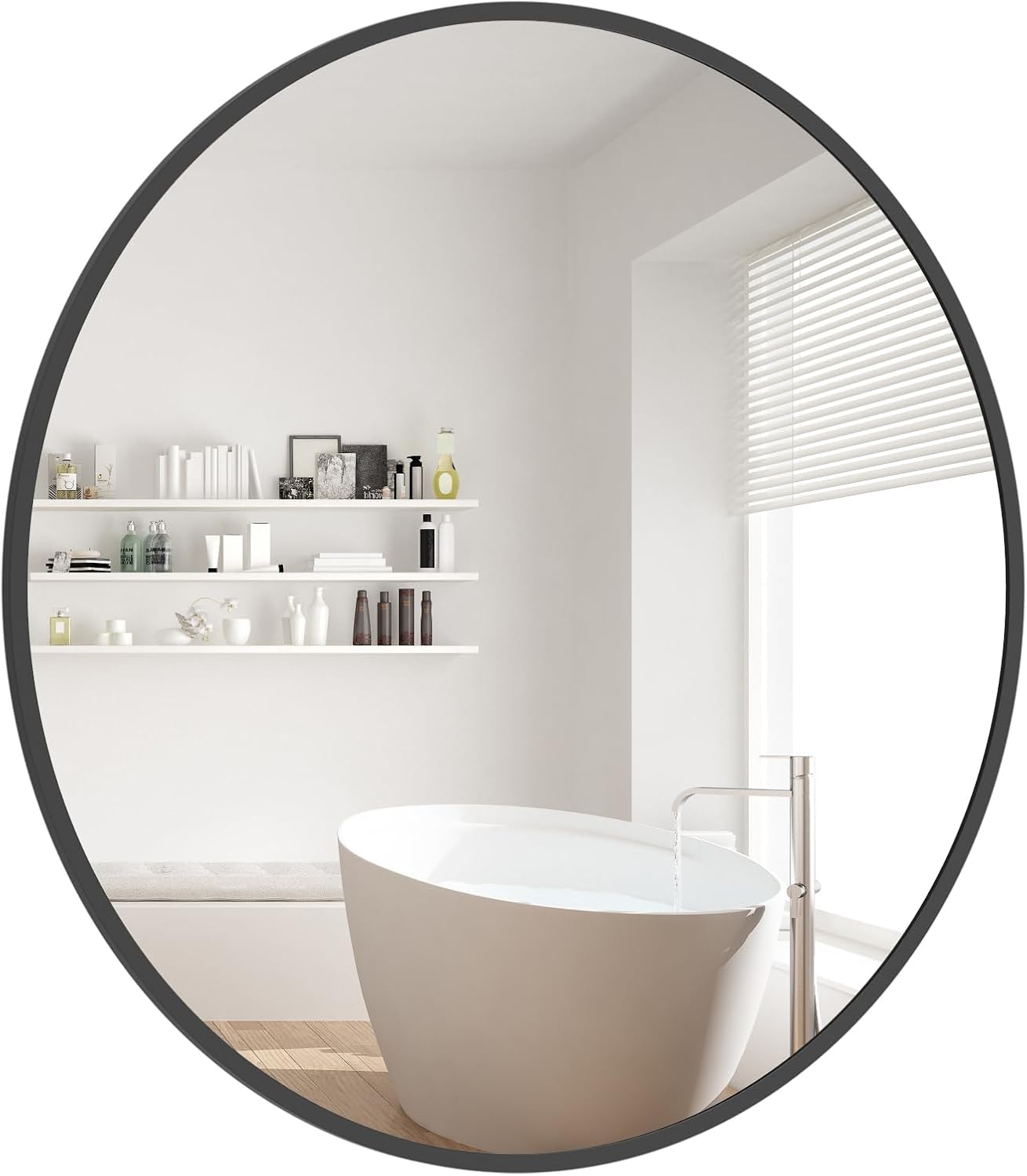 WallBeyond Round Wall Mirror 20 in Black Circle for Decor