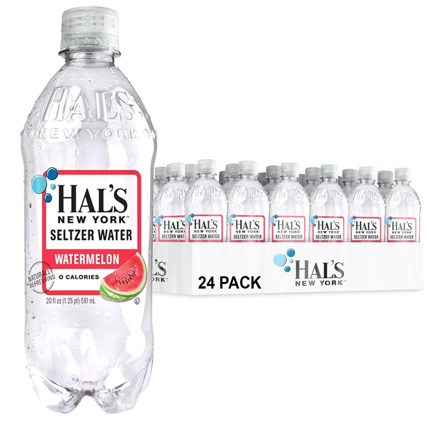 Hal's New York Seltzer Water Watermelon 20 Oz - Refreshing Fizz