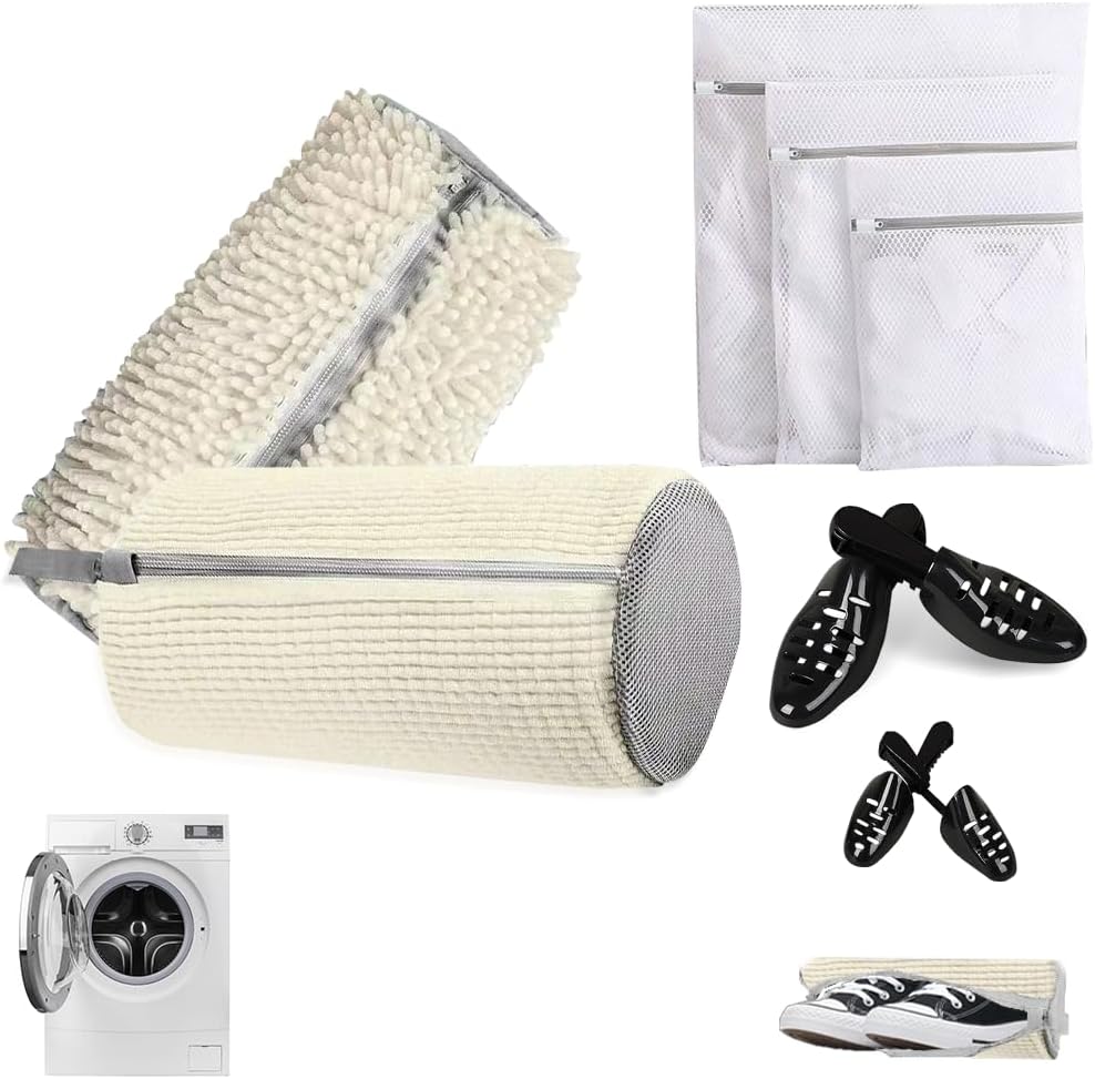 Linboo 2 Pack Shoe Washing Bags - 360 Fluffy Fiber Cleaning
