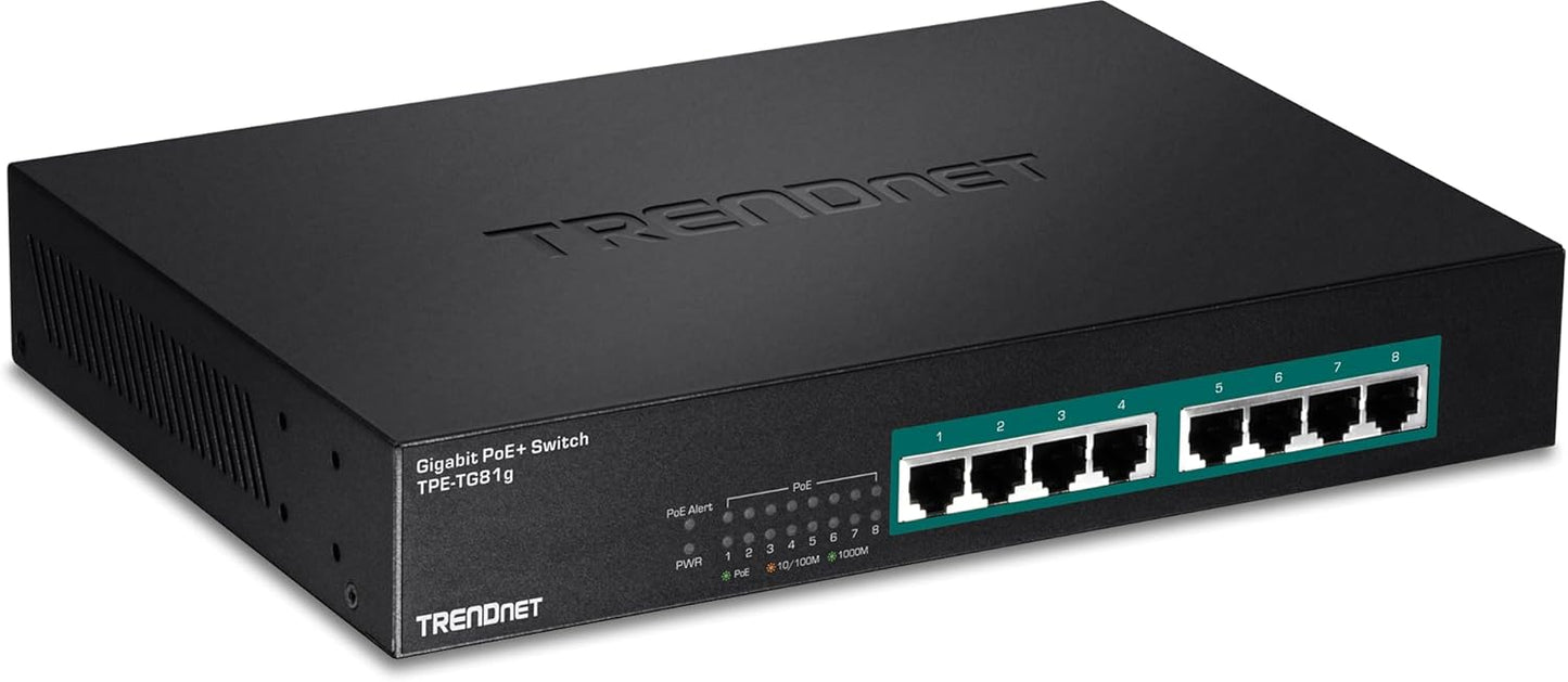 8-Port Gigabit PoE+ Switch with Lifetime Protection and Power