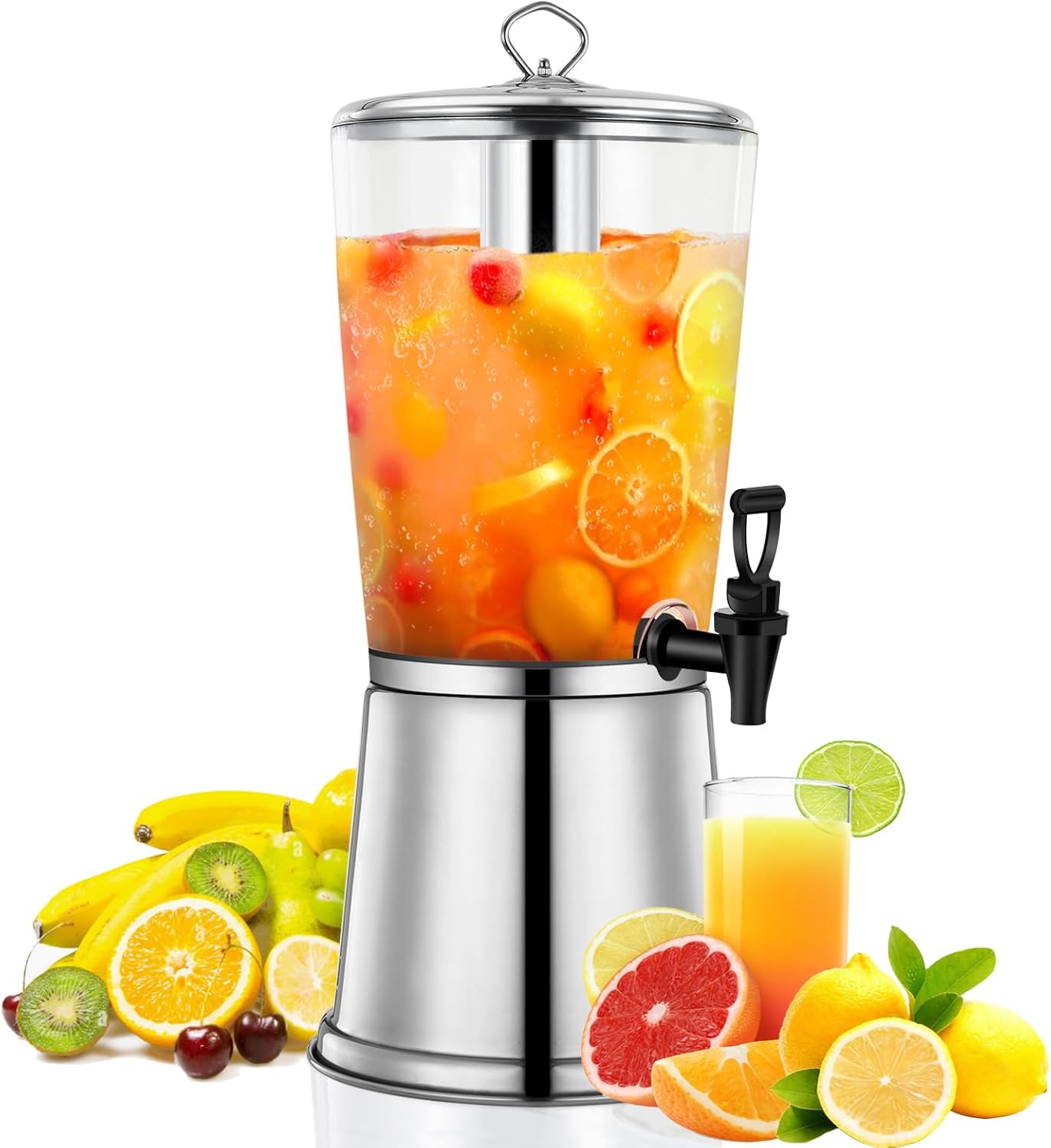2 Gallon Stainless Steel Beverage Dispenser for Parties and Events