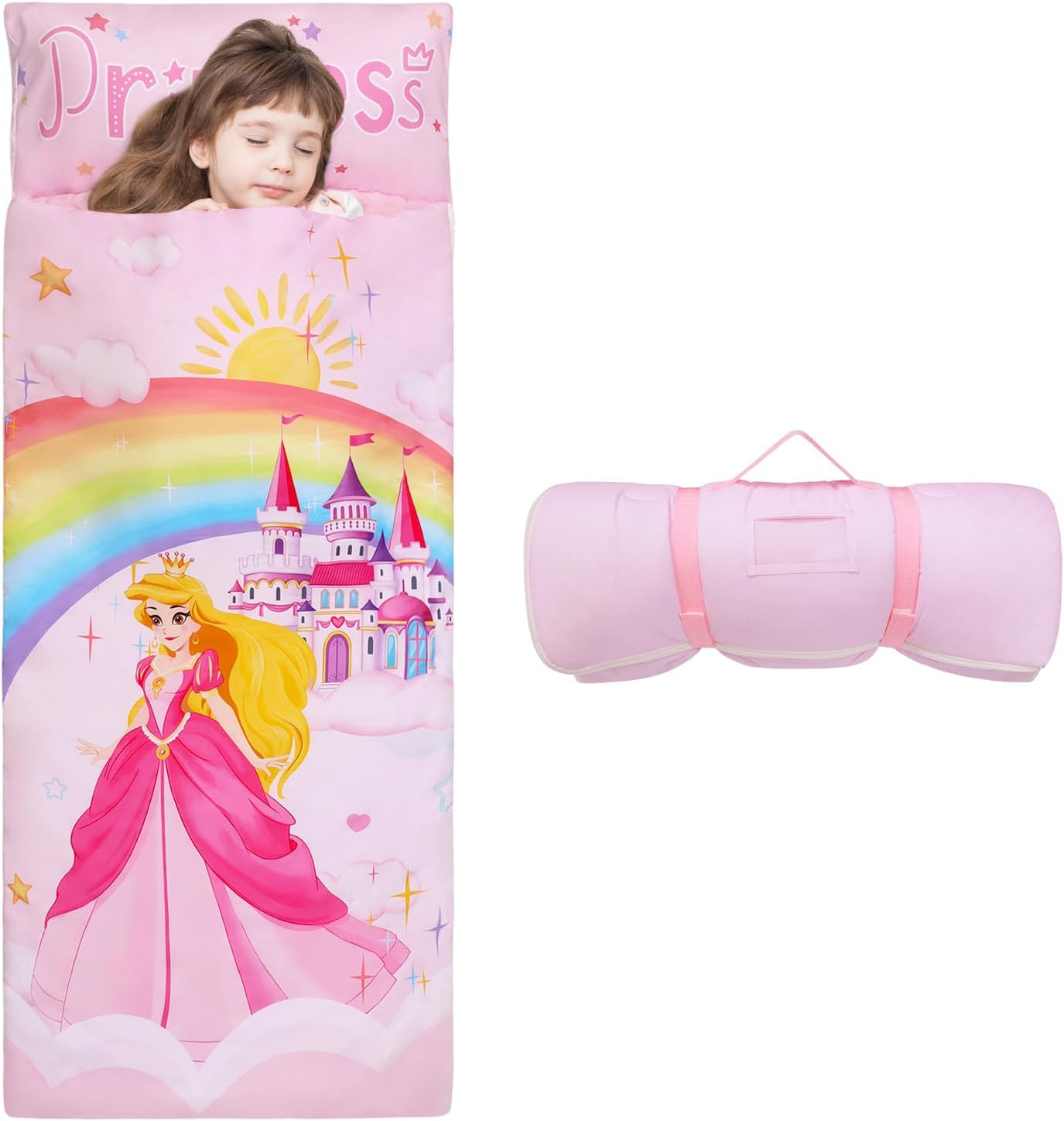 Kids Sleeping Bag Toddler Nap Mat with Removable Pillow