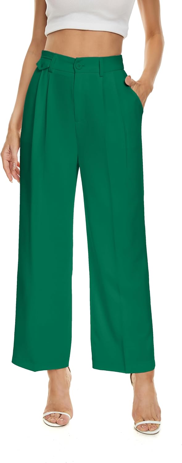 FUNYYZO Women's Loose Pleated Front Long Pants for Casual Style