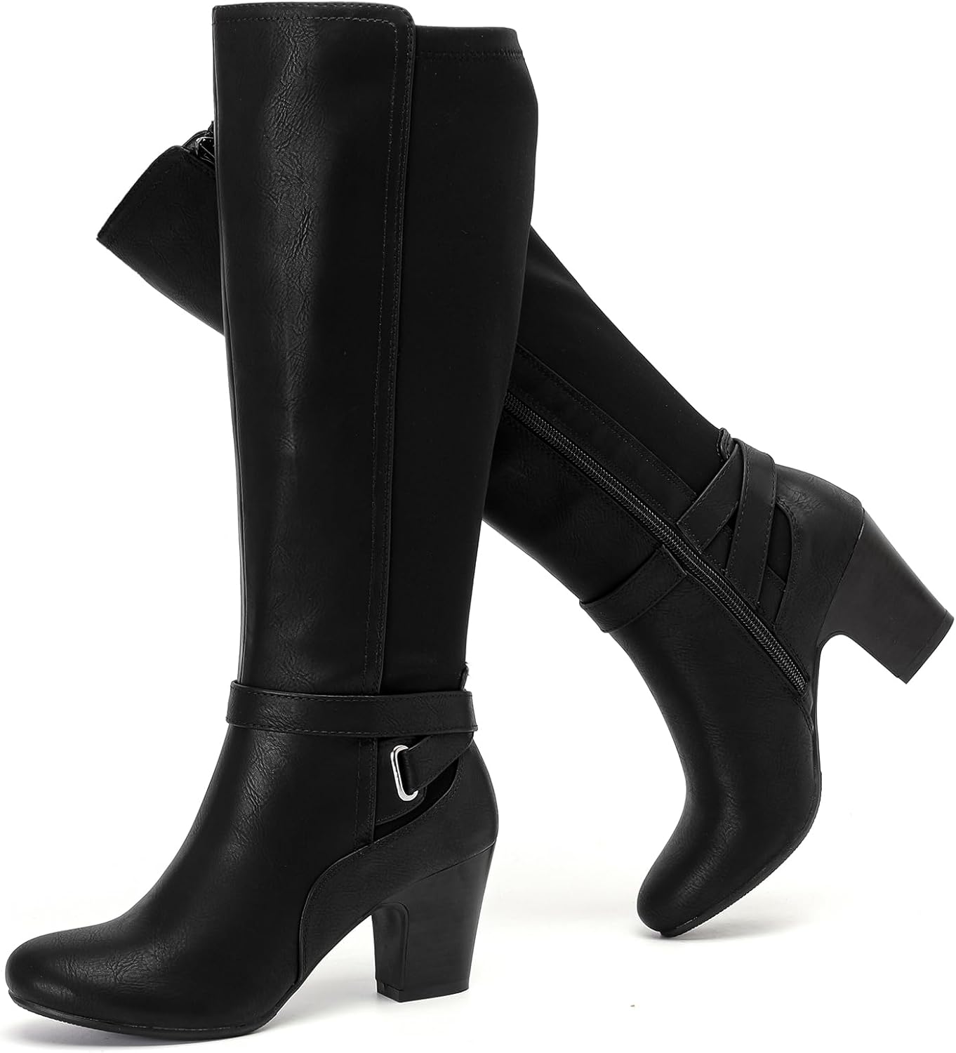 Women's Slouchy Knee High Boots with Chunky Heel for Fall