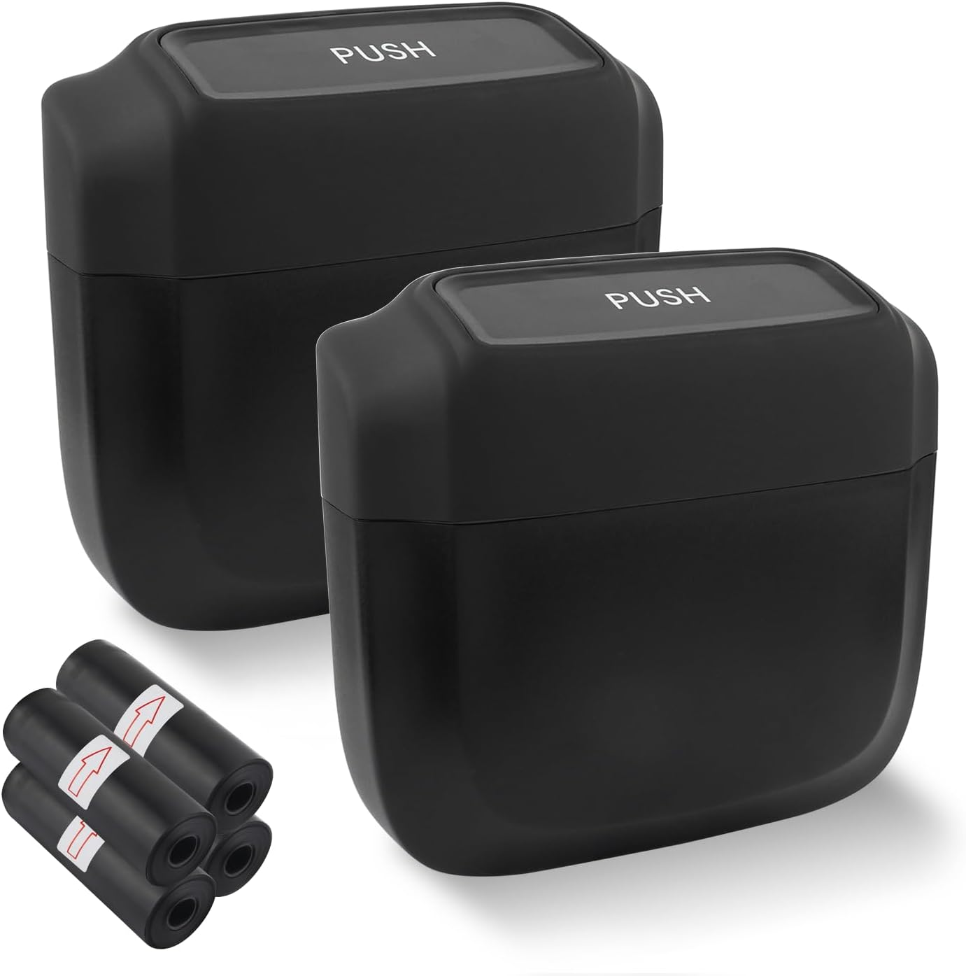 Car Trash Can + 60 Garbage Bags Set, 700ml Capacity, Black