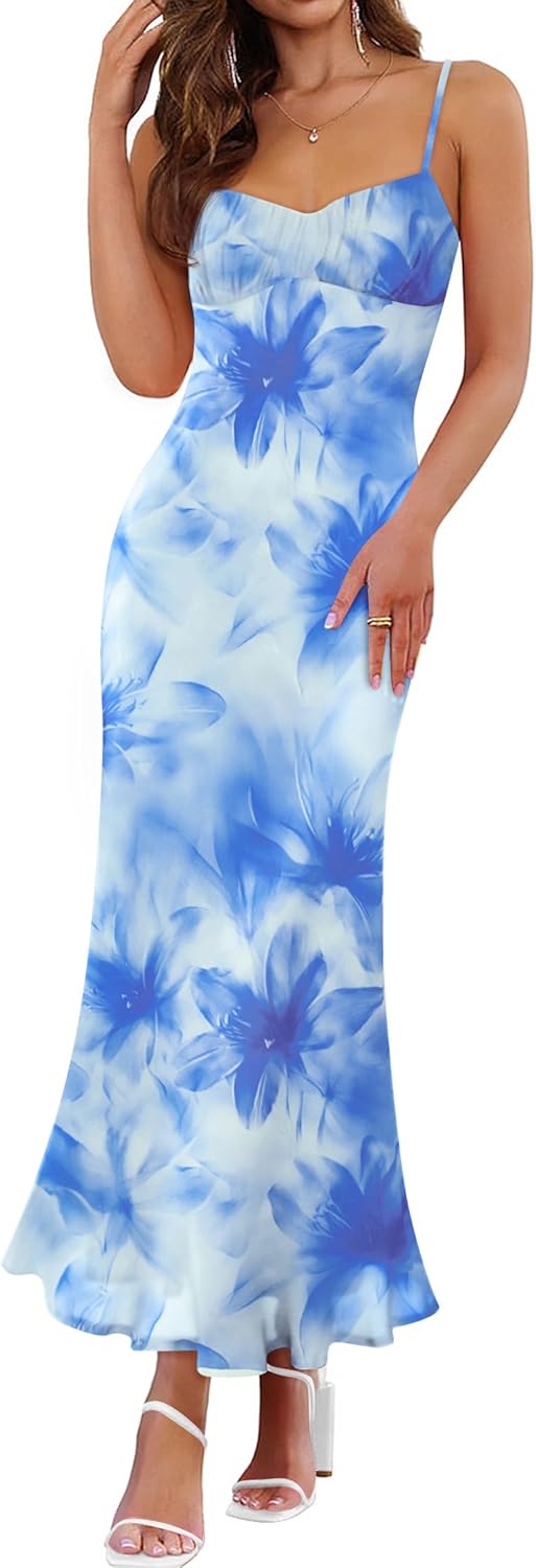 ZESICA Womens Summer Floral Spaghetti Straps Maxi Dress Review