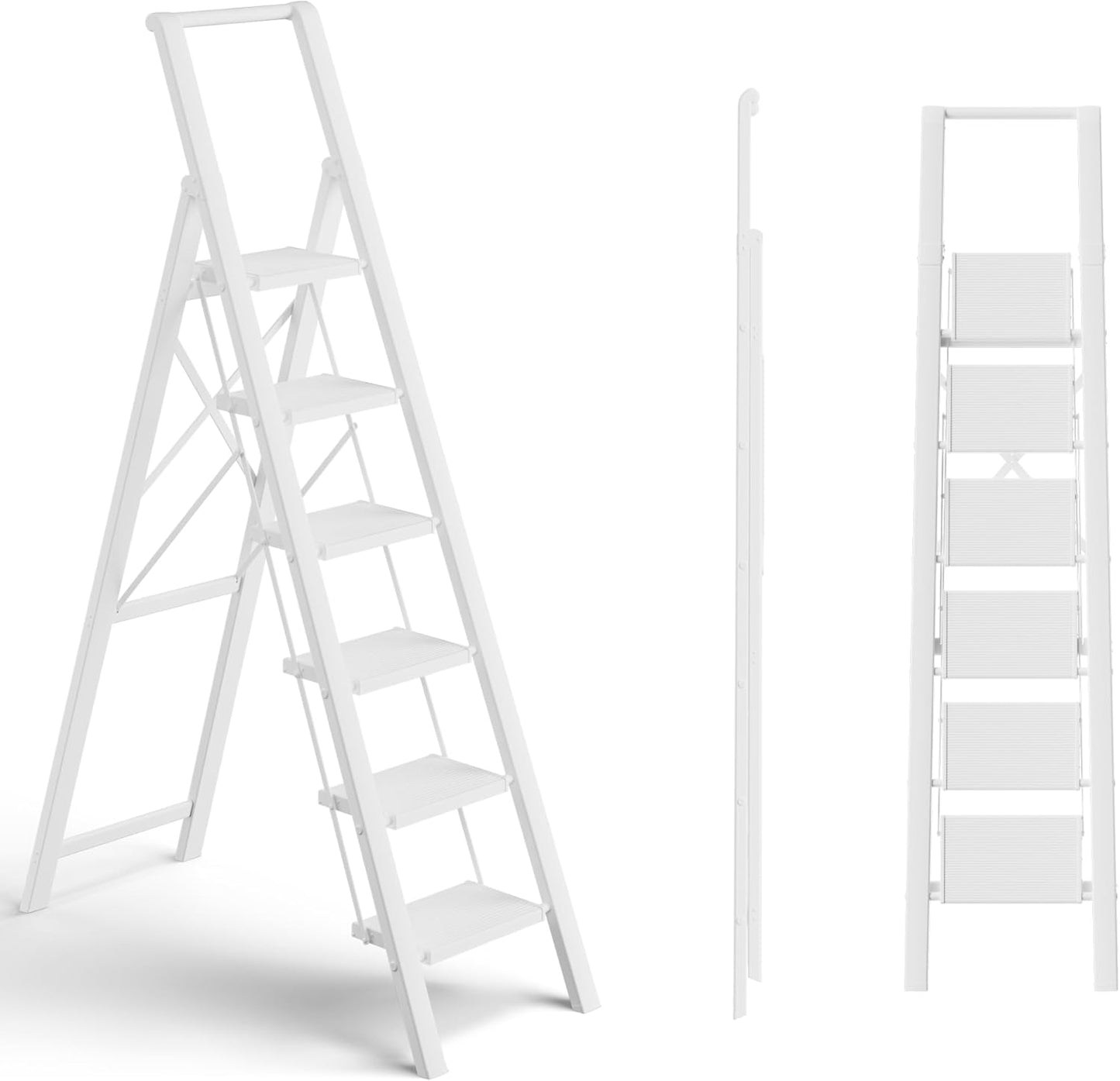 6 Step Ladder with Handgrip and Anti-Slip Wide Pedal for Safety