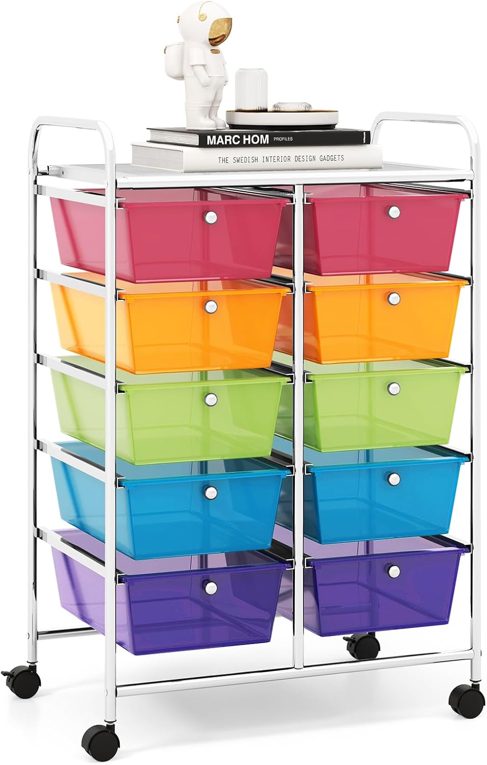 RELAX4LIFE Rolling Storage Cart with 10 Drawers for Organizing
