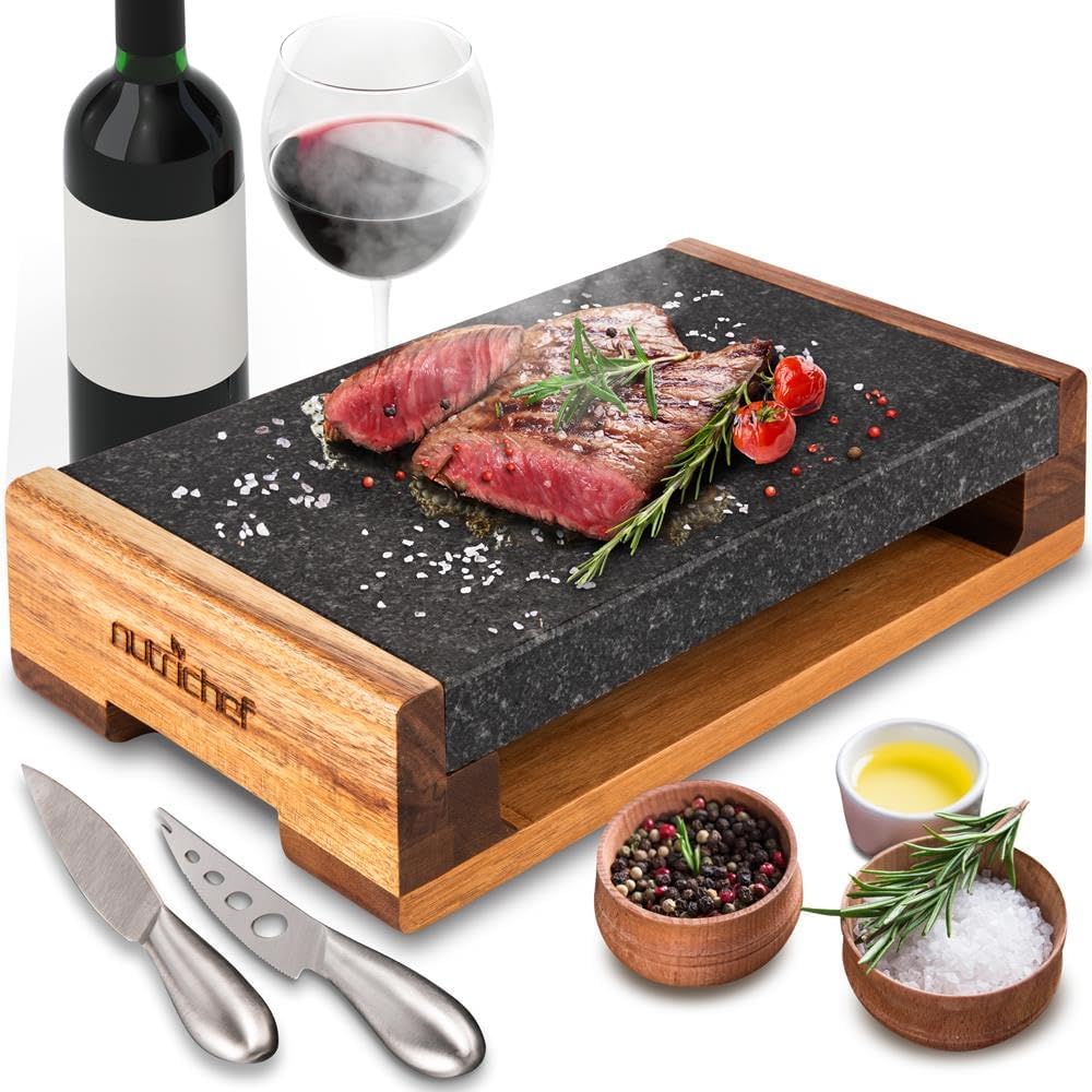 Nutrichef Cooking Stone Grill Set for Perfect Steak BBQ Meals
