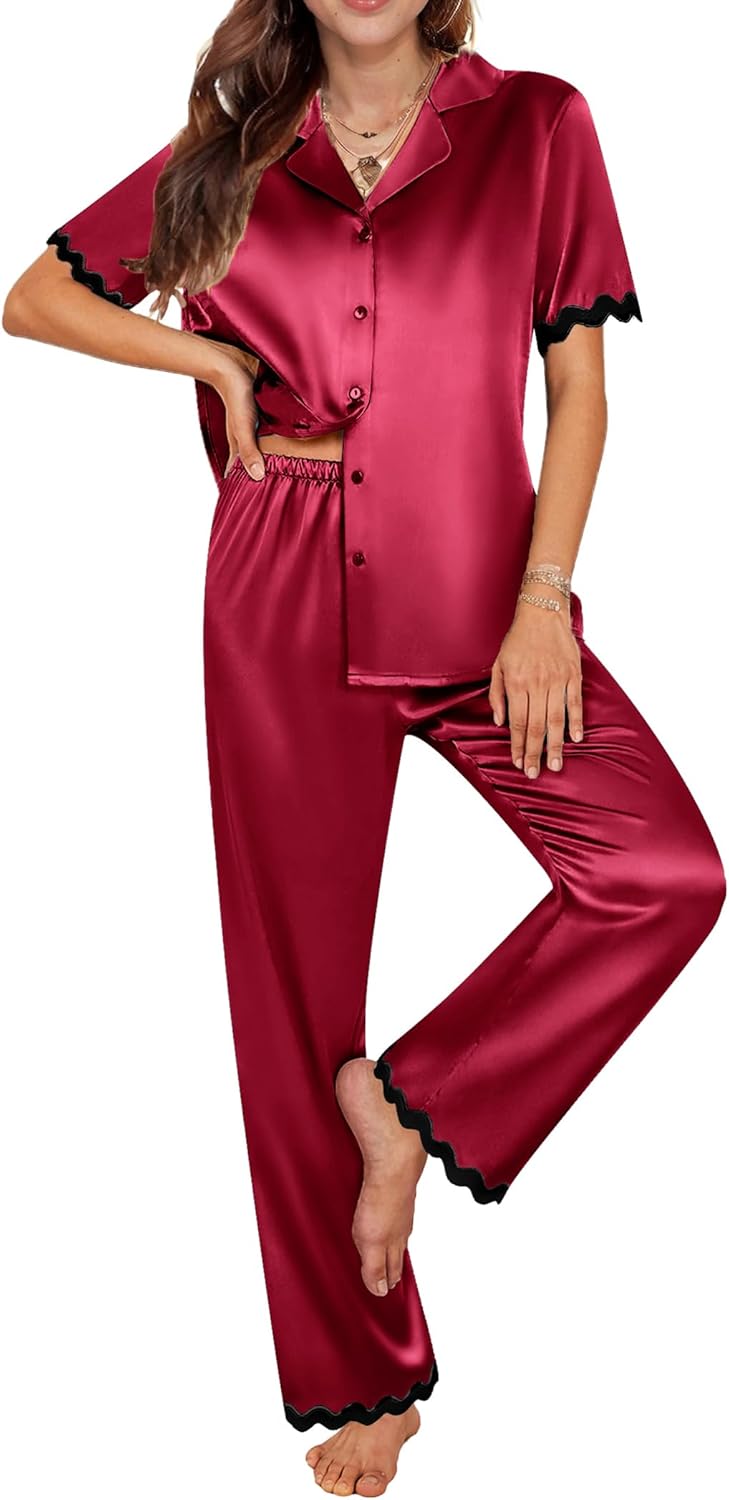 Ekouaer Womens Silk Satin Pajamas Set for Ultimate Comfort