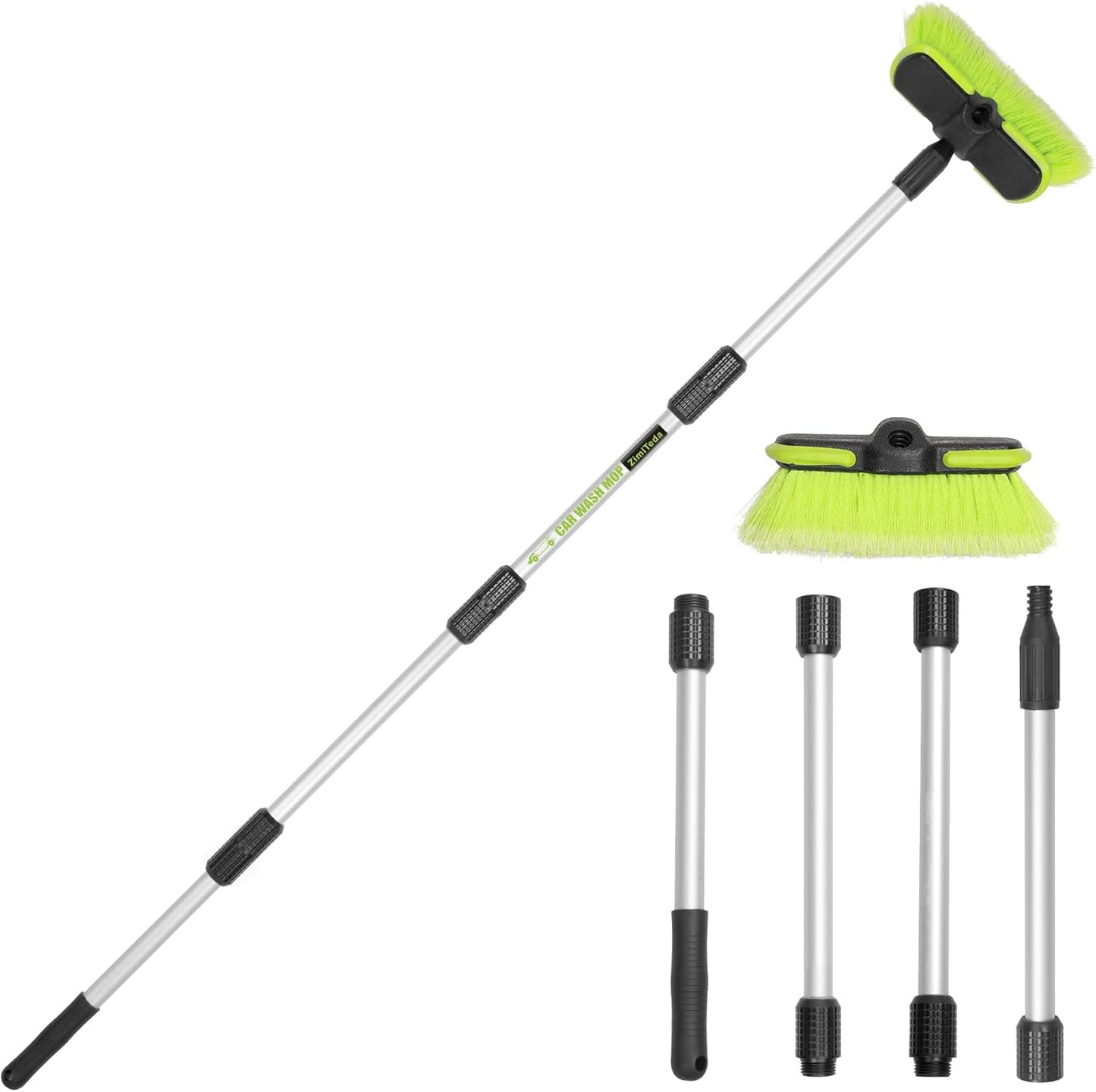 Long-Handle Car Wash Brush Set | Extendable Bristles for Easy Cleaning | ZimiTeda