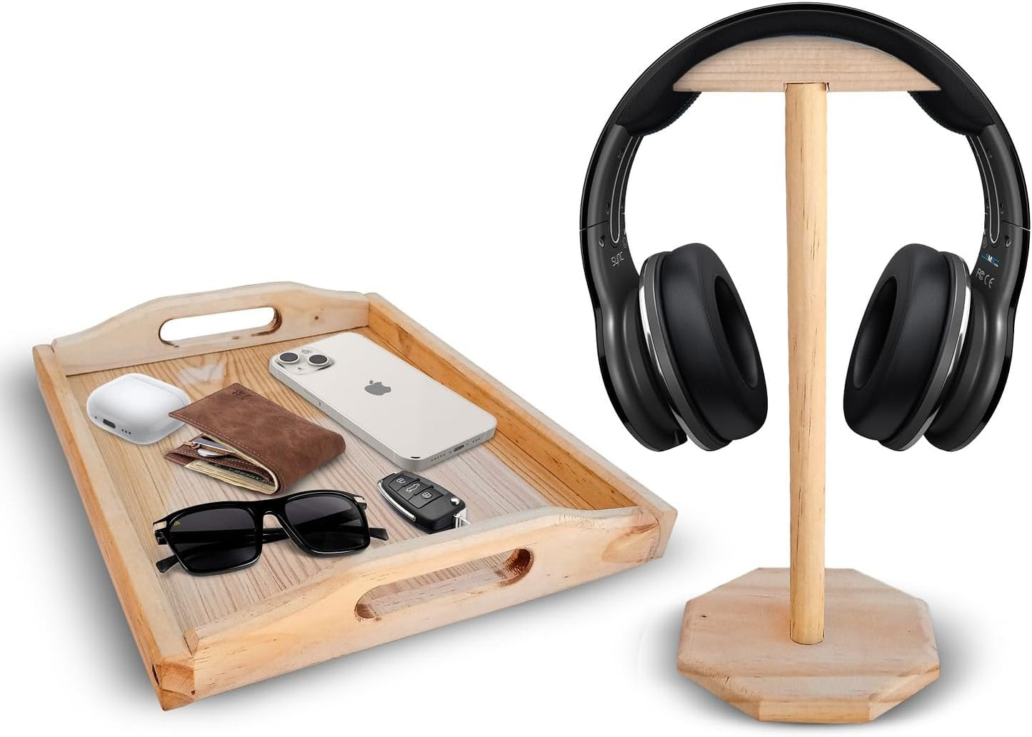 Wooden Desk Organizer & Headphone Stand - Declutter in Style!