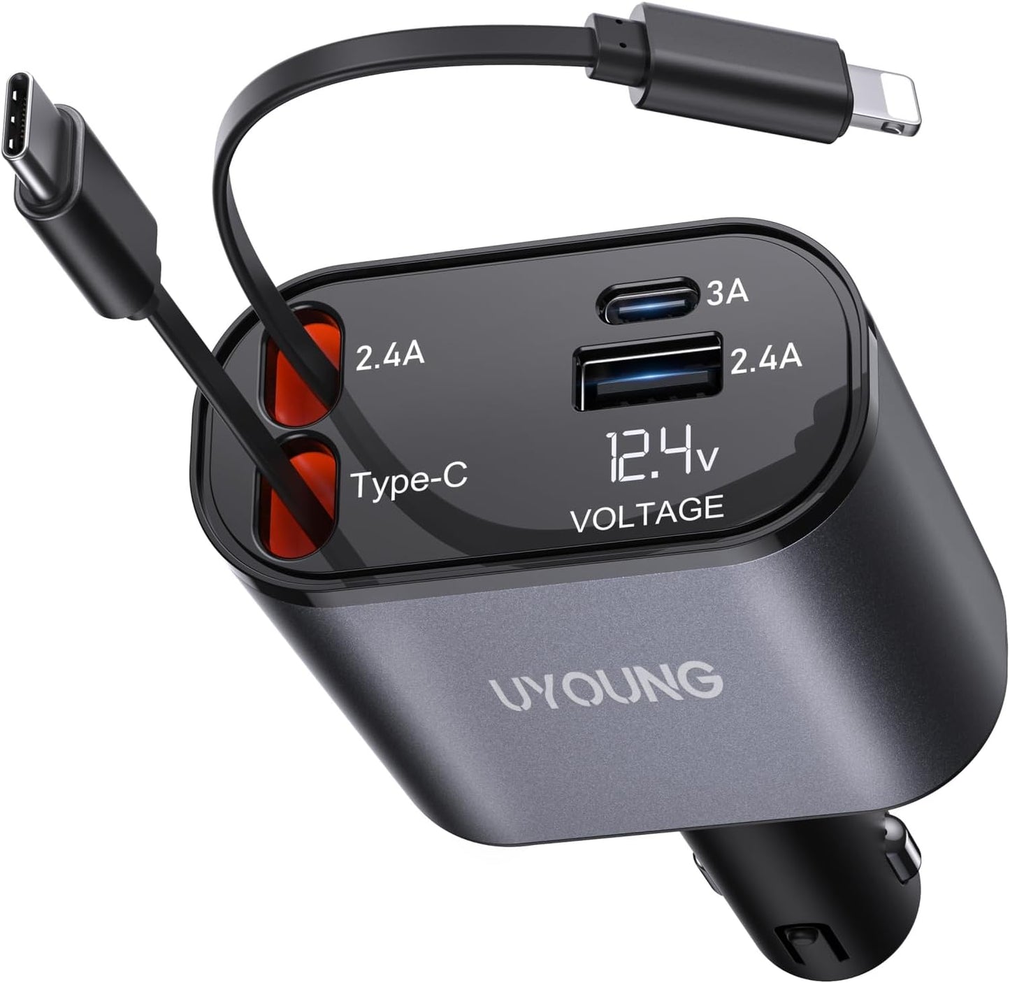 UYOUNG Fast Retractable iPhone Car Charger 100W