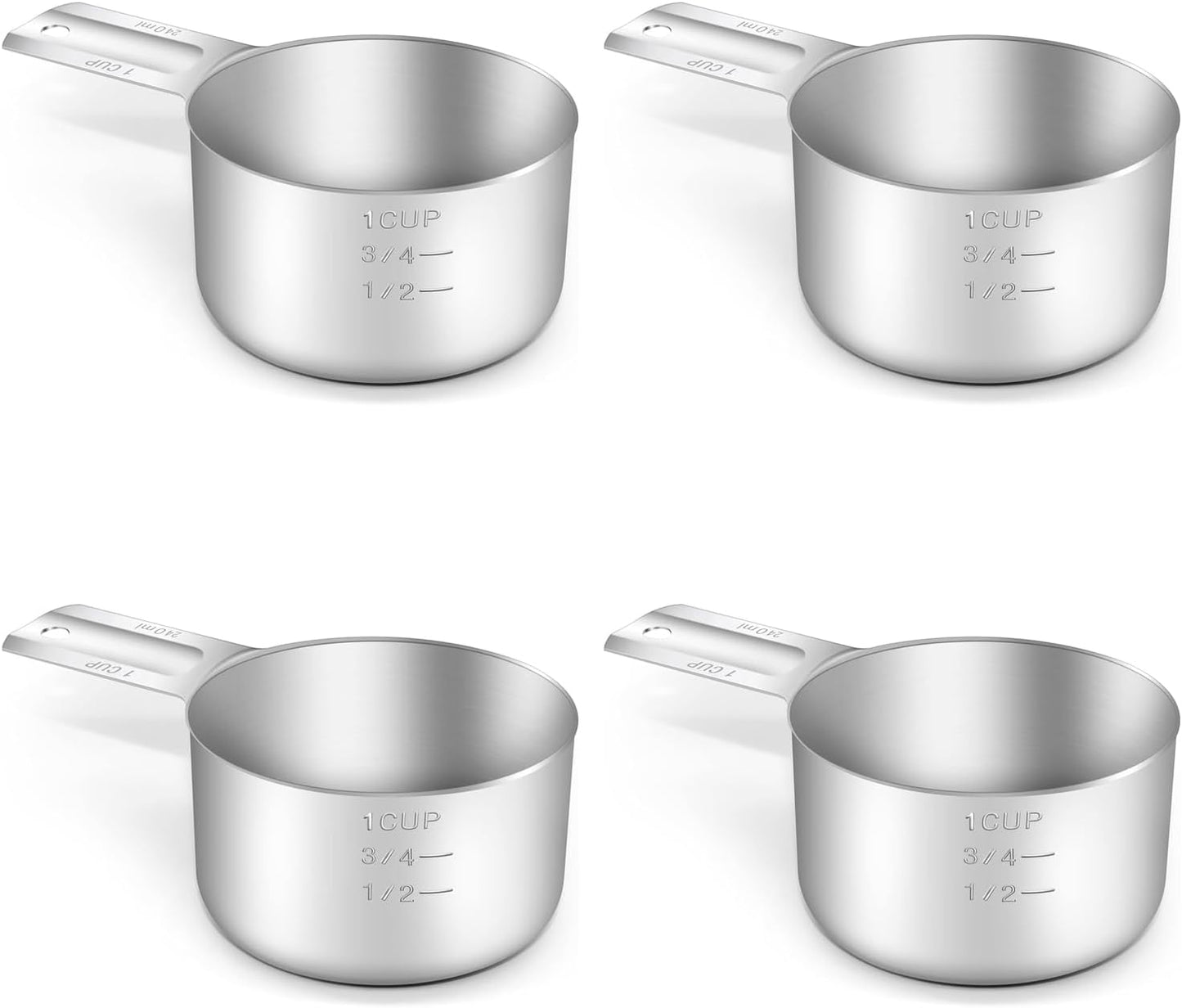 4PCS 1Cup Stainless Steel Measuring Cup Set for Kitchen Use